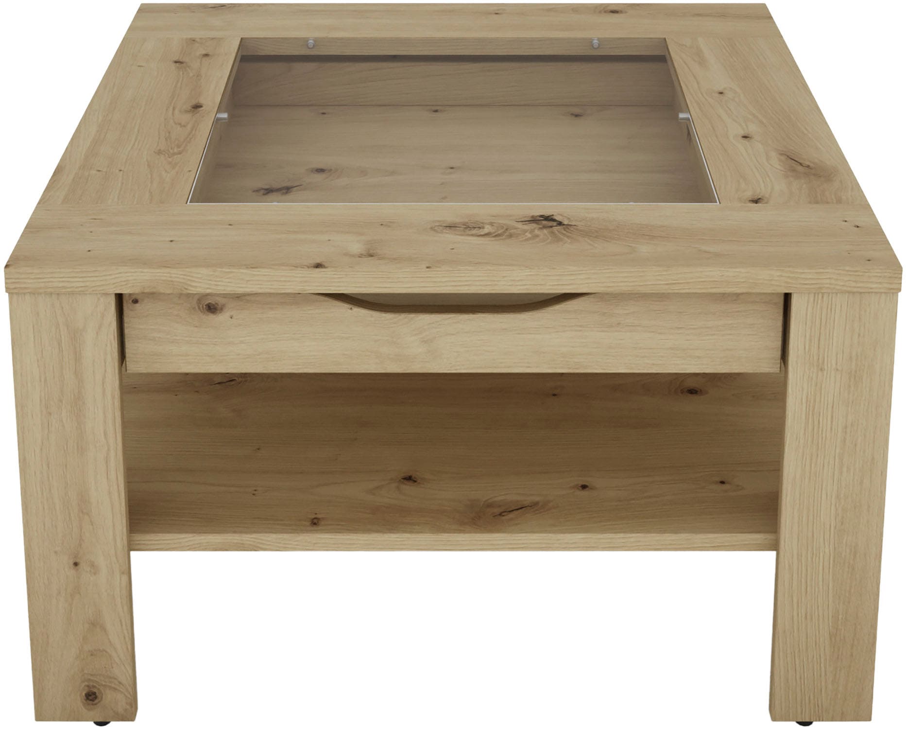 byLIVING Table basse »RALPH« Artisan Eiche, Old Wood oder weiss, 1 Schubkasten, Glaseinlageplatte