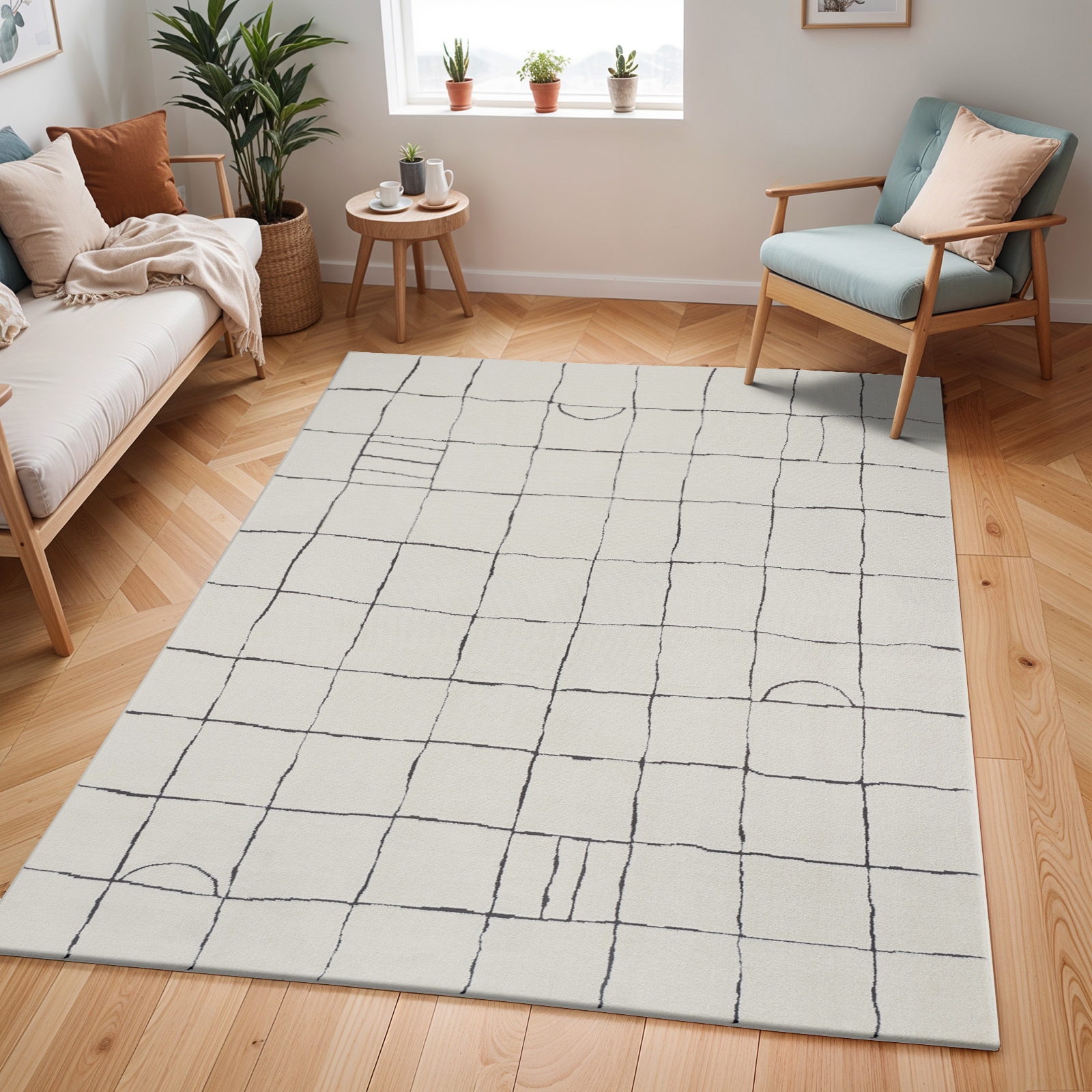 Livabliss Tapis »INCHON« Rectangulaire 14 mm Höhe Skandi Design, Modern Boho Kurzflor Wohnzimmerteppich, Schlafzimmer