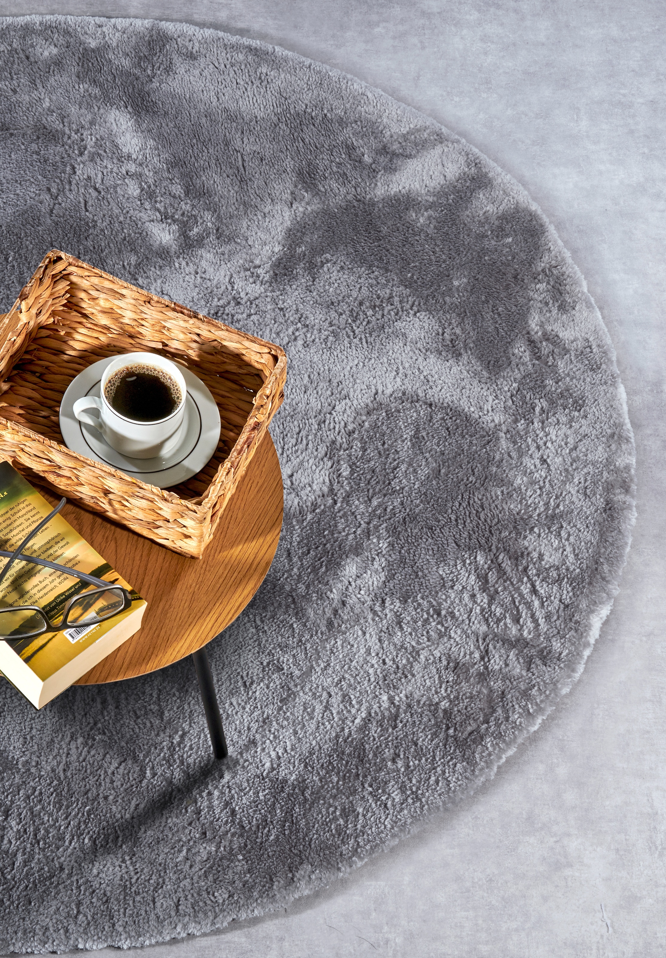 ELLE DECORATION Hochflor-Teppich »Calida« rund 28 mm Höhe Langflor, Shaggy, einfarbig, flauschig, weich, glänzend, modern, uni