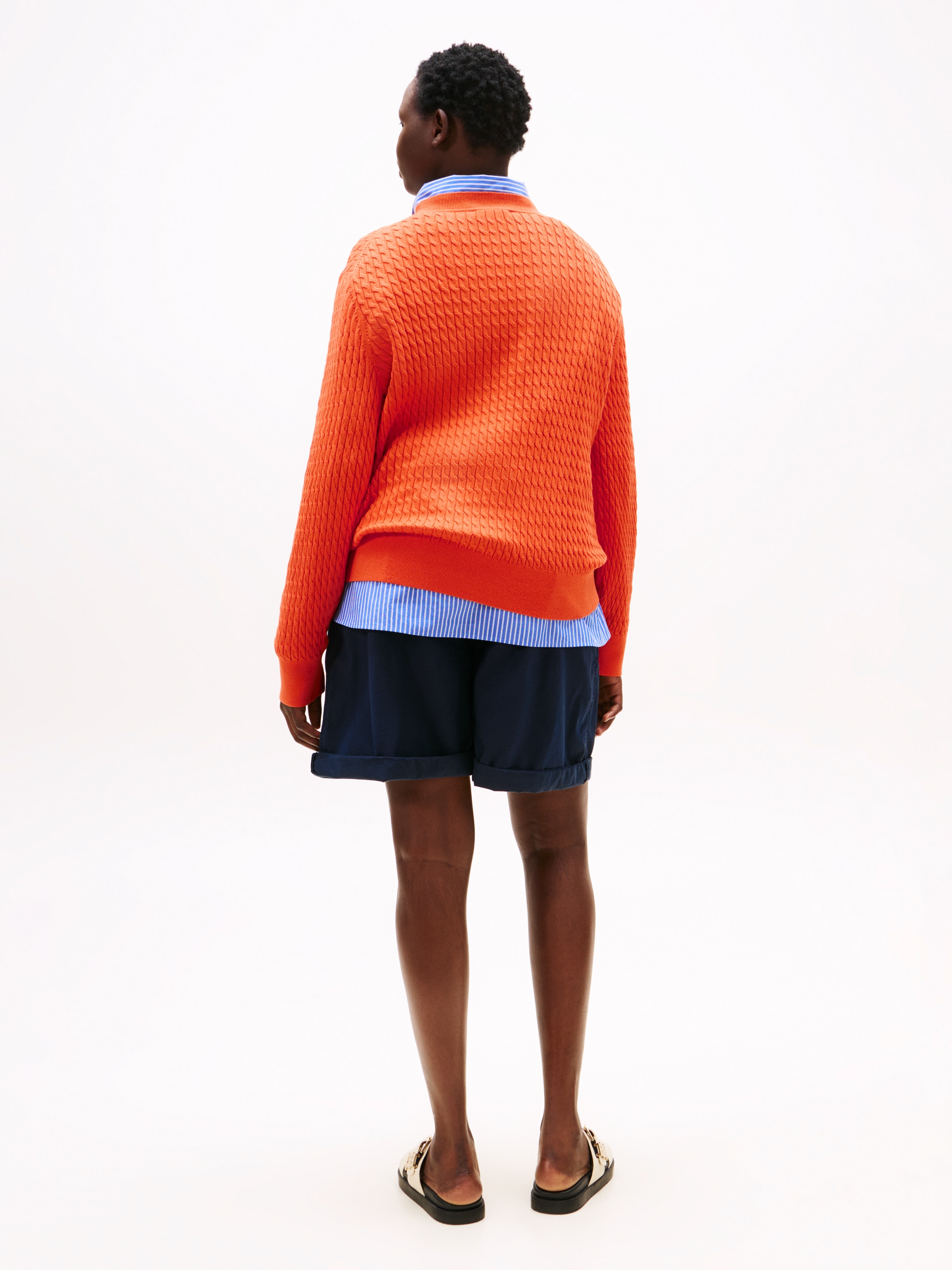 Tommy Hilfiger Curve Strickpullover »CRV CO CABLE FINE GG C-NK LS SWT« in grossen Grössen, mit Zopfmuster