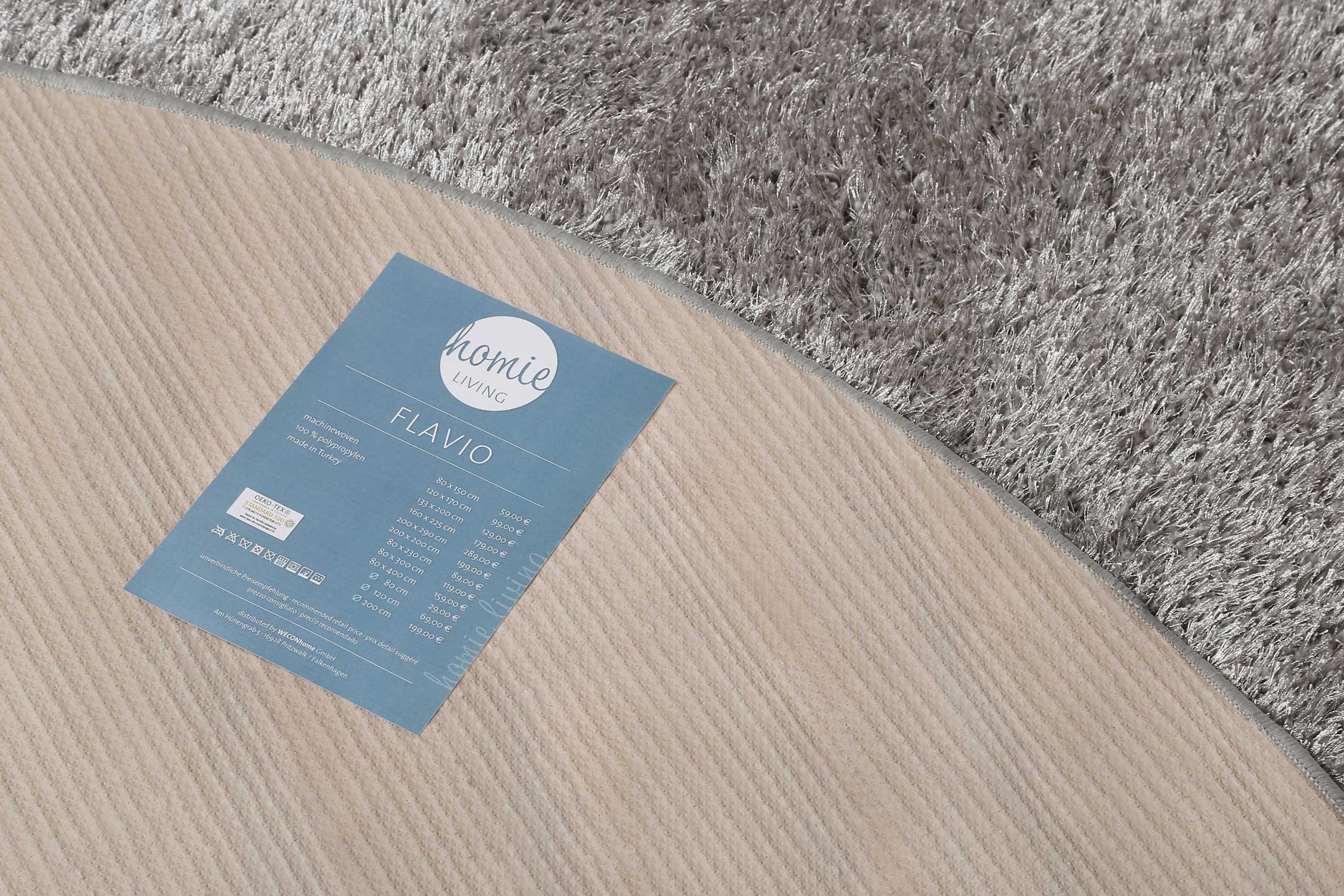 Homie Living Tapis »Flavio« Rond 30 mm Höhe Haut poil, tissé, doux, uni, salon, chambre, lavable