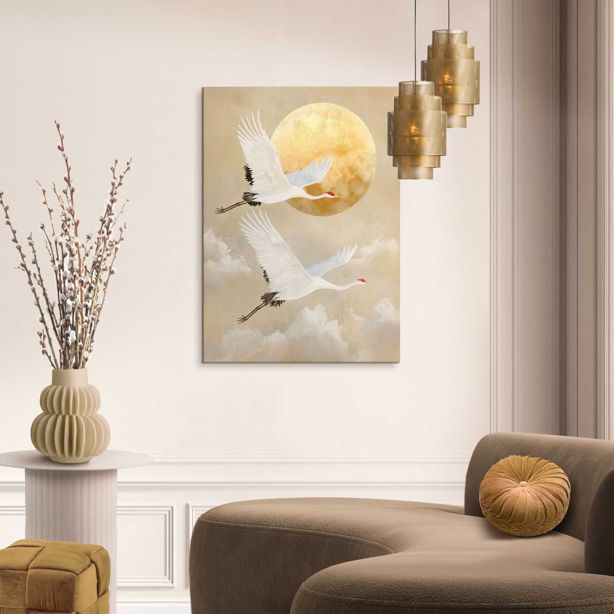 Reinders! Leinwandbild »Kräne« Wohnzimmer - Mond - Beige - Leinwand - Tiere - 50x70 cm