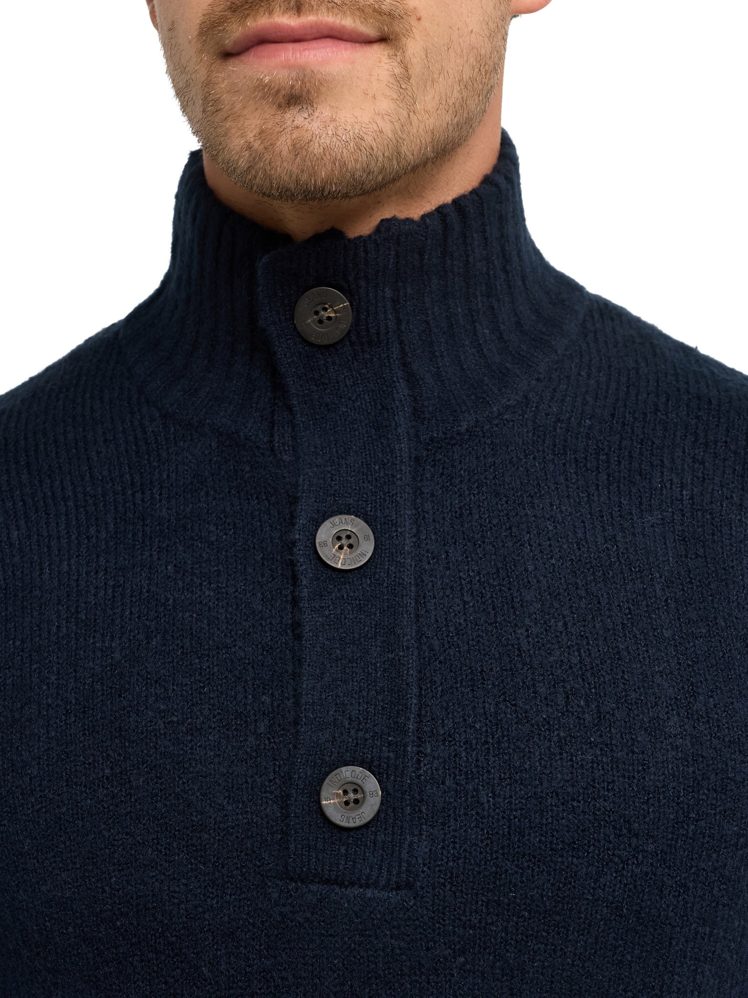 Indicode Strickpullover »INVestdale ½ placket« Materialmix, regular fit