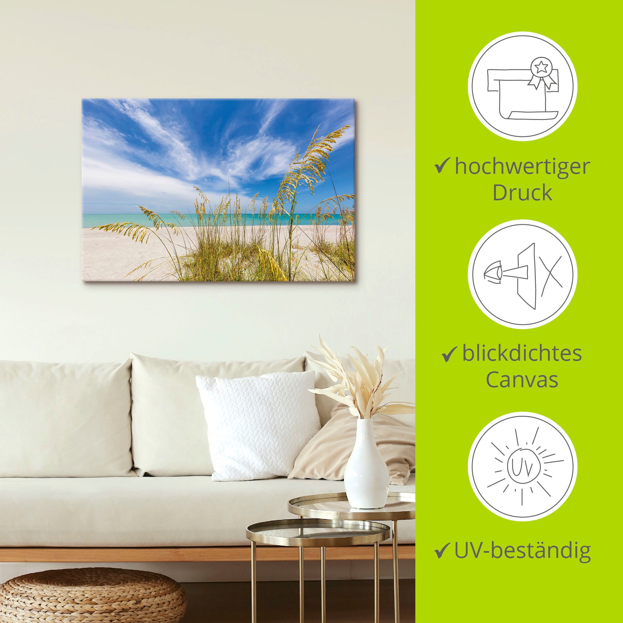 Artland Leinwandbild »Himmlische Stille am Strand« Strandbilder 1 Stk. tlg. auf Holzrahmen gespannt