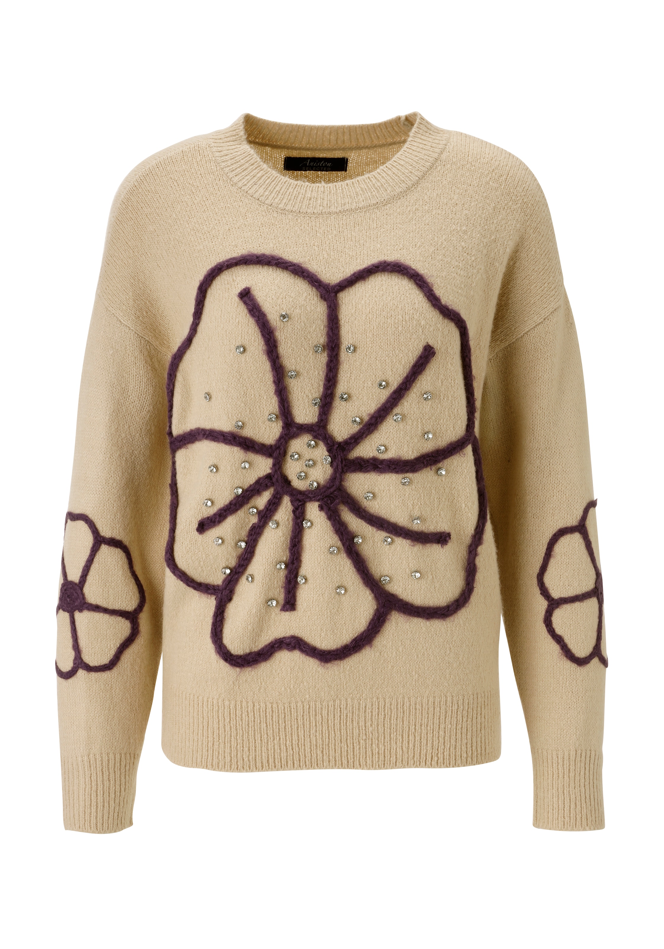 Aniston SELECTED Strickpullover vorne mit funkelnden Glitzersteinen verziert - NEUE KOLLEKTION