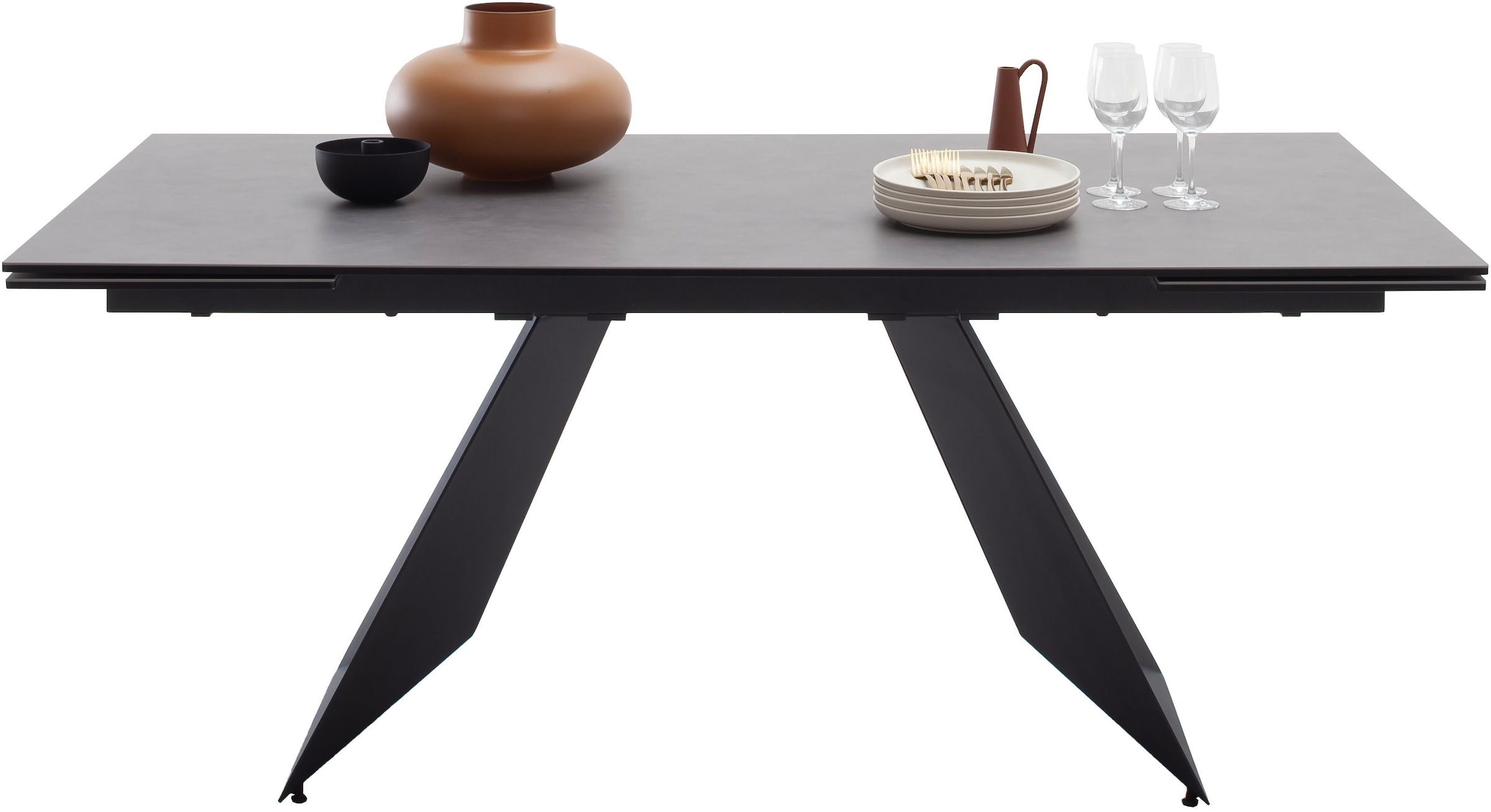 MCA furniture Table de salle à manger »Nagoya« 1 cuis tlg. Auszugstisch, Stirnauszug, Metallgestell, Keramik, Sicherheitsglas