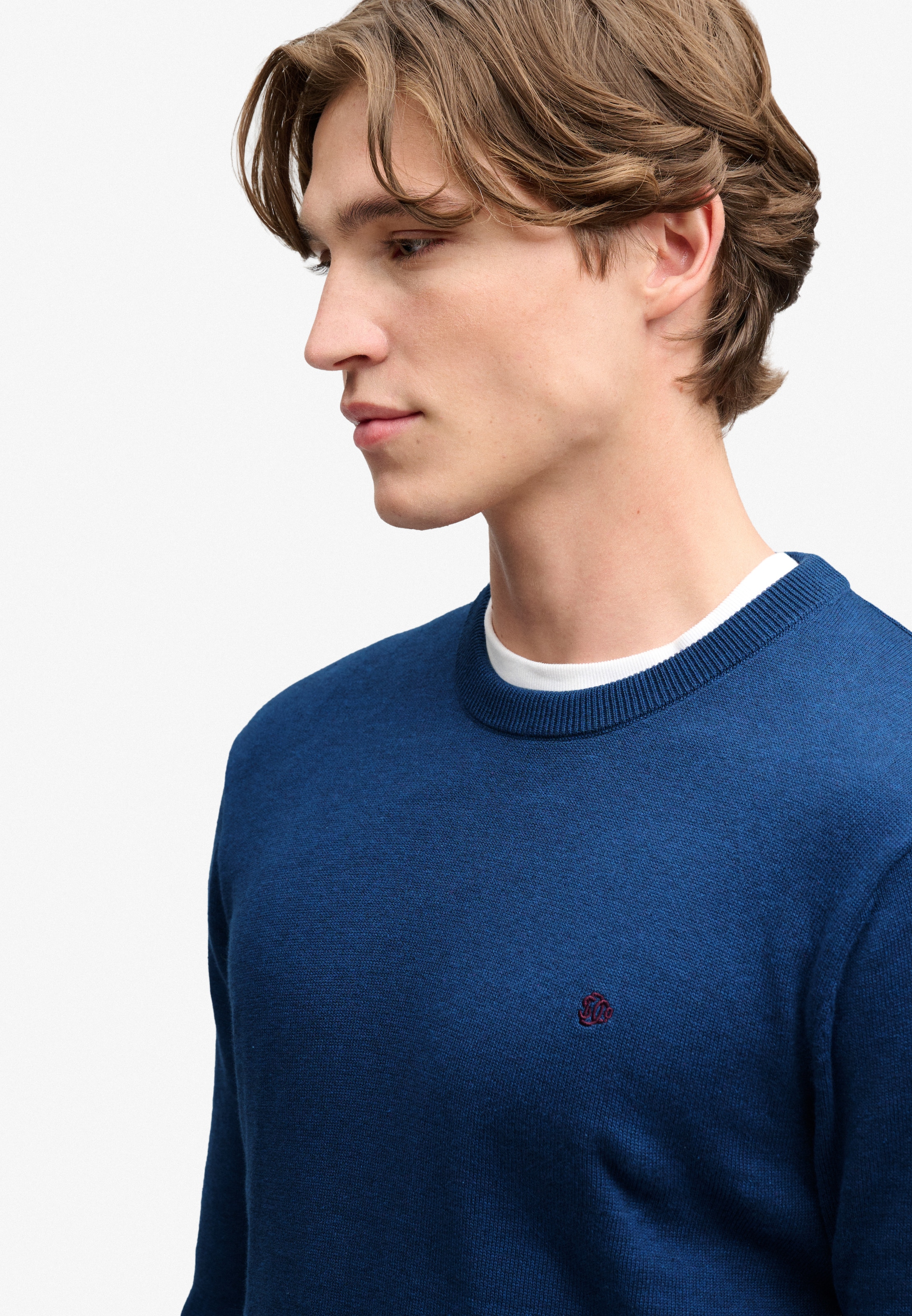 Superdry Pull à col rond »PREP ESSENTIAL COTTON JUMPER« Coton, coupe slim