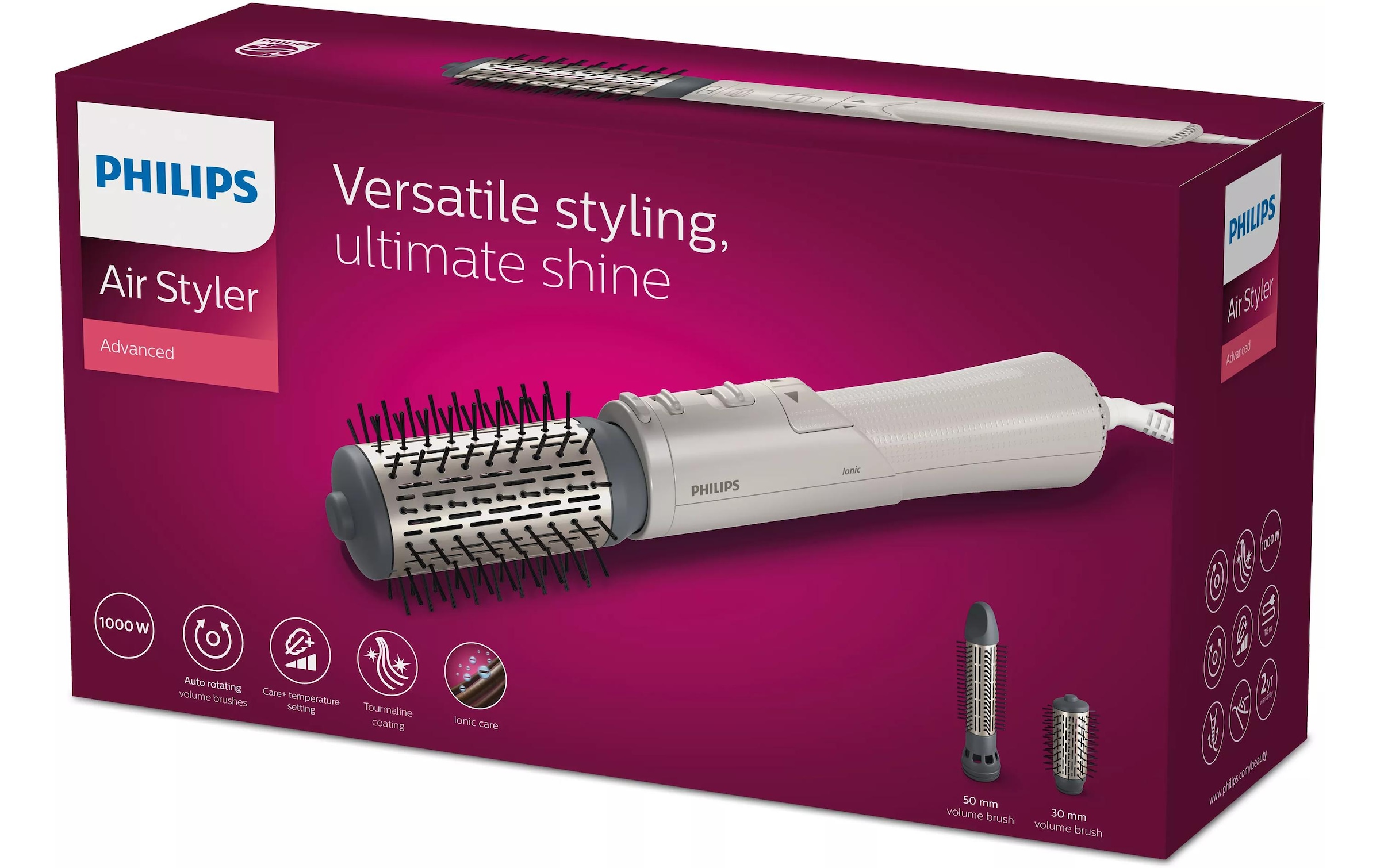 Philips Brosse à air chaud »BHA710/00 Warmluftbürste 1000 W Weiss«