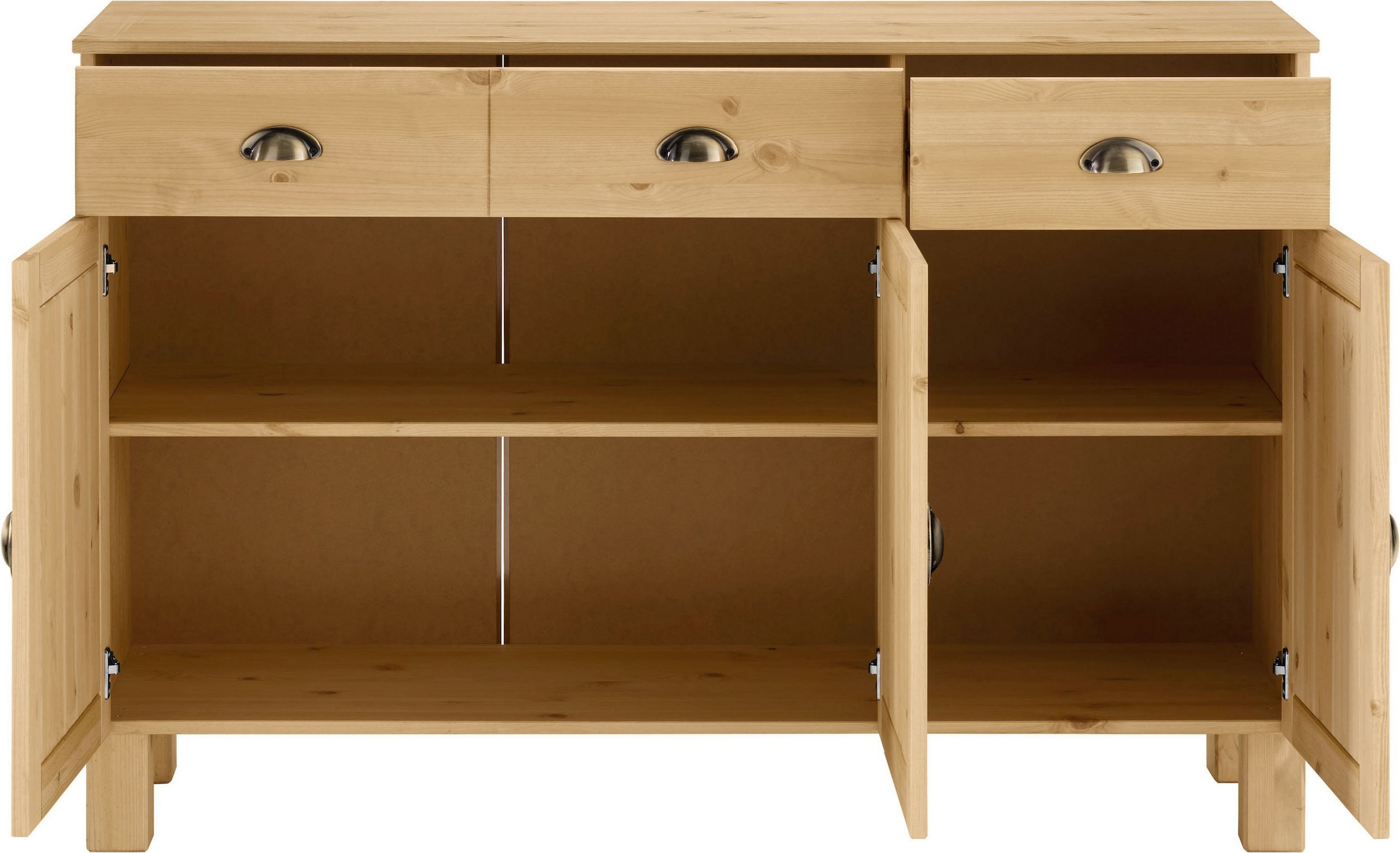 Home affaire Armoire basse »Oslo« 125 cm de large, 38 cm de profondeur, en buffet, 3 portes, 2 tiroirs