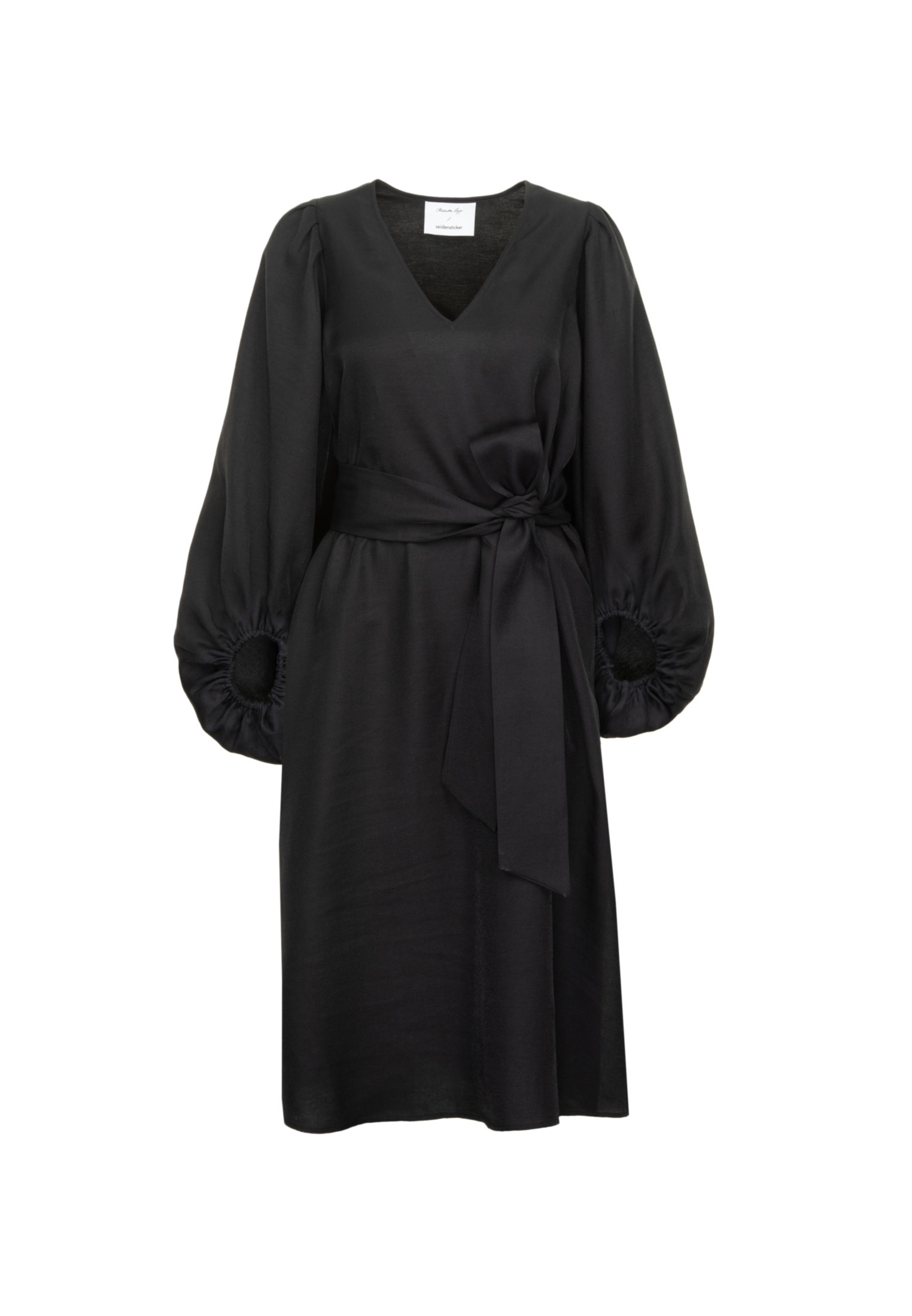 seidensticker Robe d'été »Schwarze Rose« col en V uni à manches longues