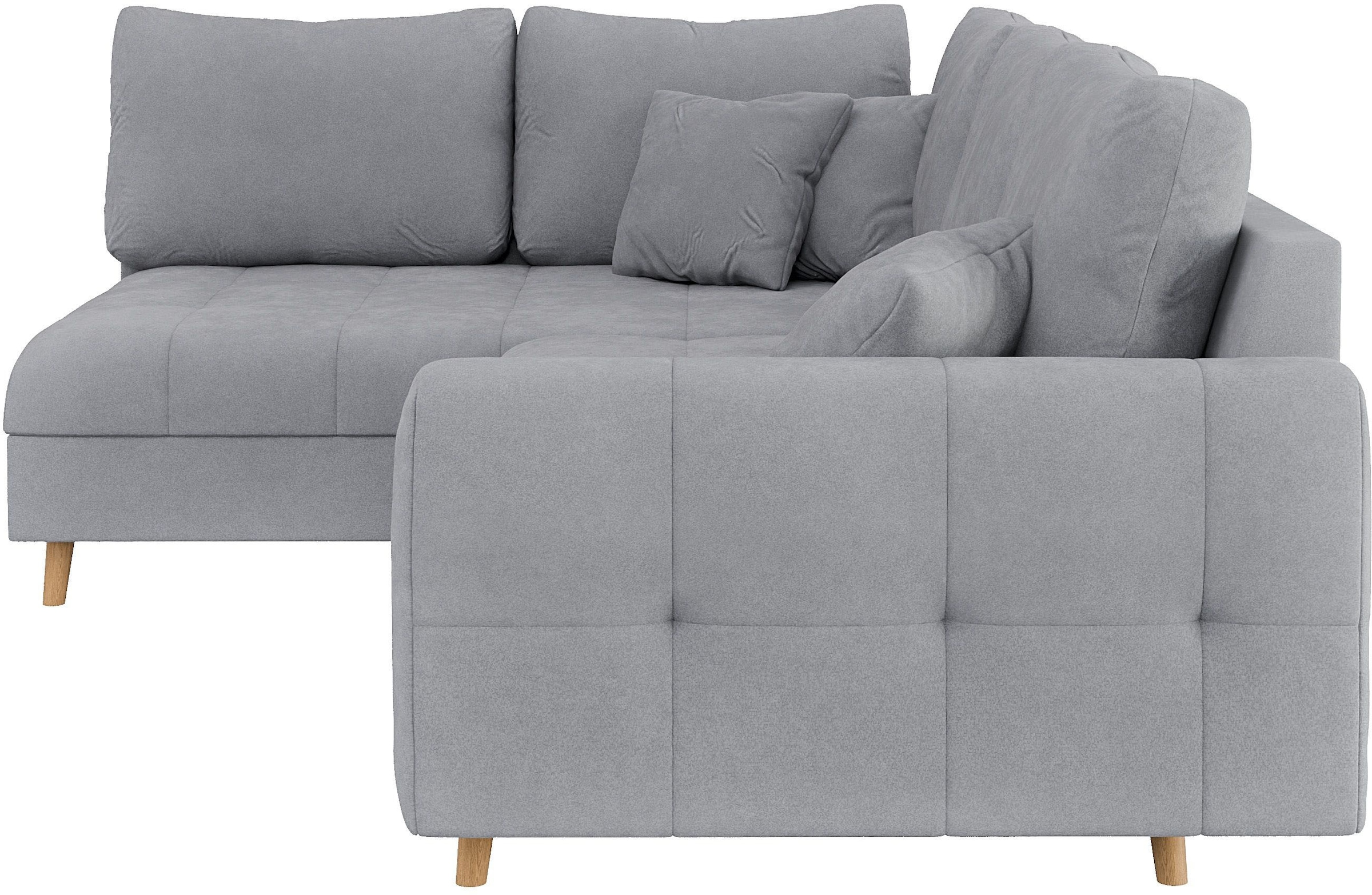 Home affaire Ecksofa »CHARRE L-Form mit Ottomane, Masse B/T/H: 231/161/81 cm« feine Steppung, lose Rücken- und Zierkissen, auch in Cord und Bouclé