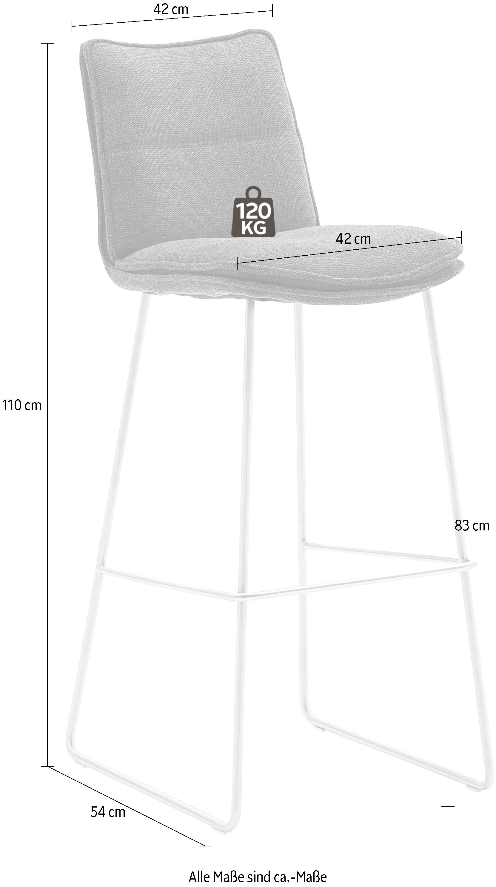MCA furniture Tabouret de bar »Hampton« Set, 2-er, 2 cuis tlg. Barstuhl 180°drehbar mit Nivellierung, bis 120 Kg belastbar