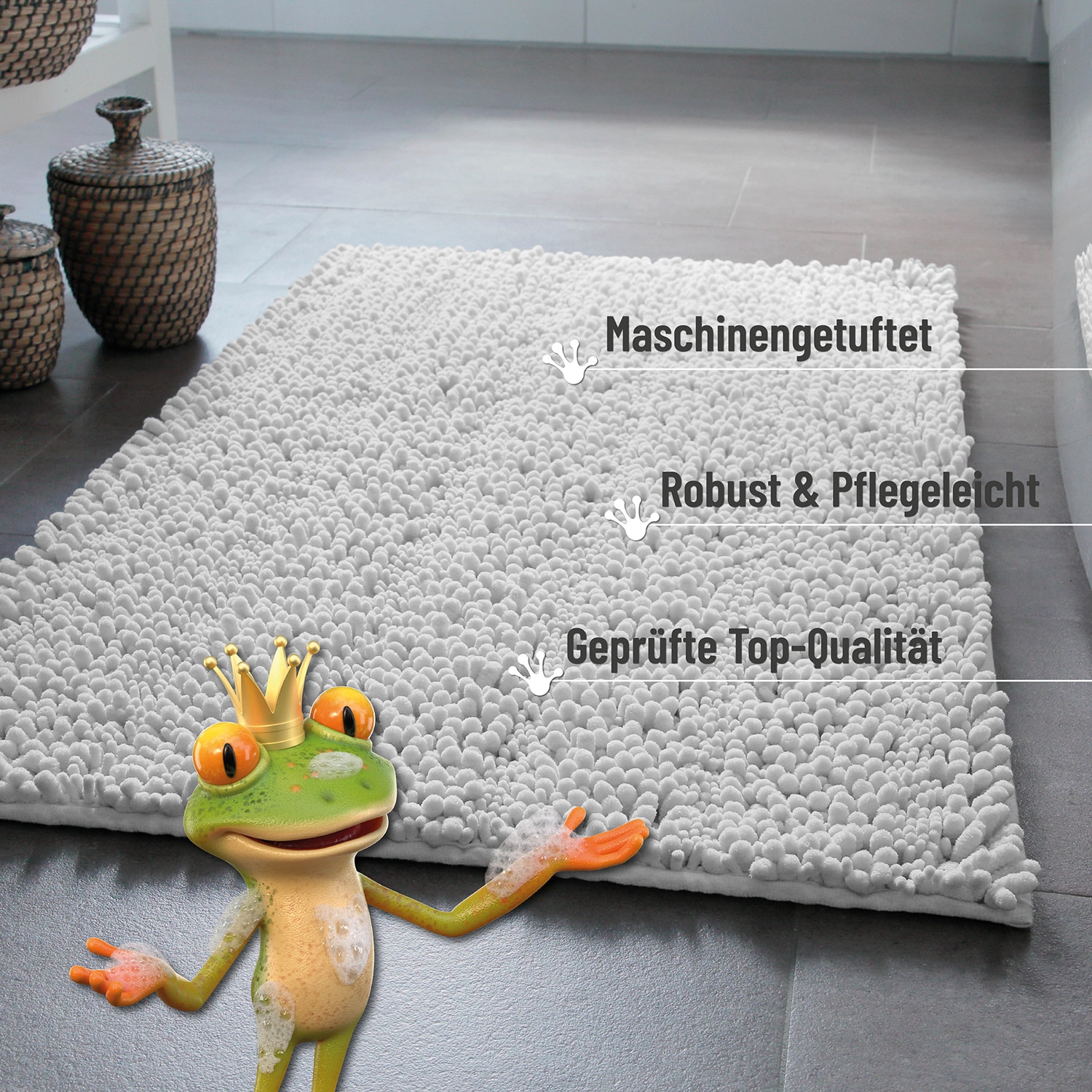 Wecon home Basics Tapis de bain »Benno« Höhe 22 mm lavable, antidérapant, très doux, résistant, chenille, robuste