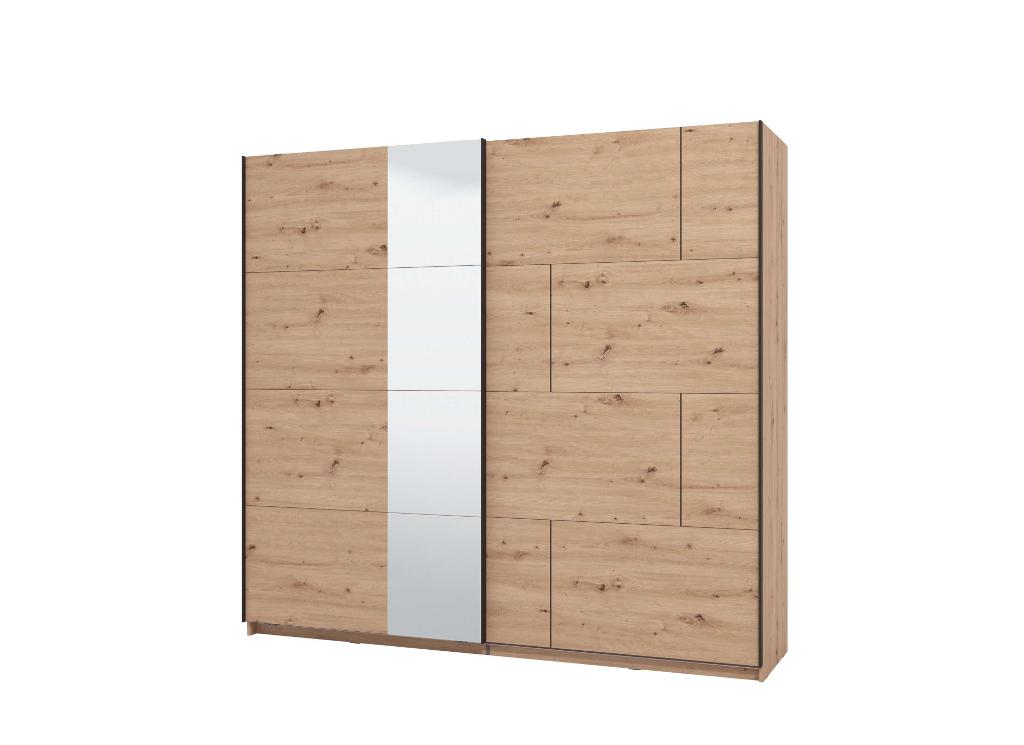Home affaire Schwebetürenschrank »Aleria Schiebetürenschrank, Kleiderschrank, Wäscheschrank, Garderobe« mit Spiegel, 2 Metallkleiderstangen, in 2 Farben, Breite 220