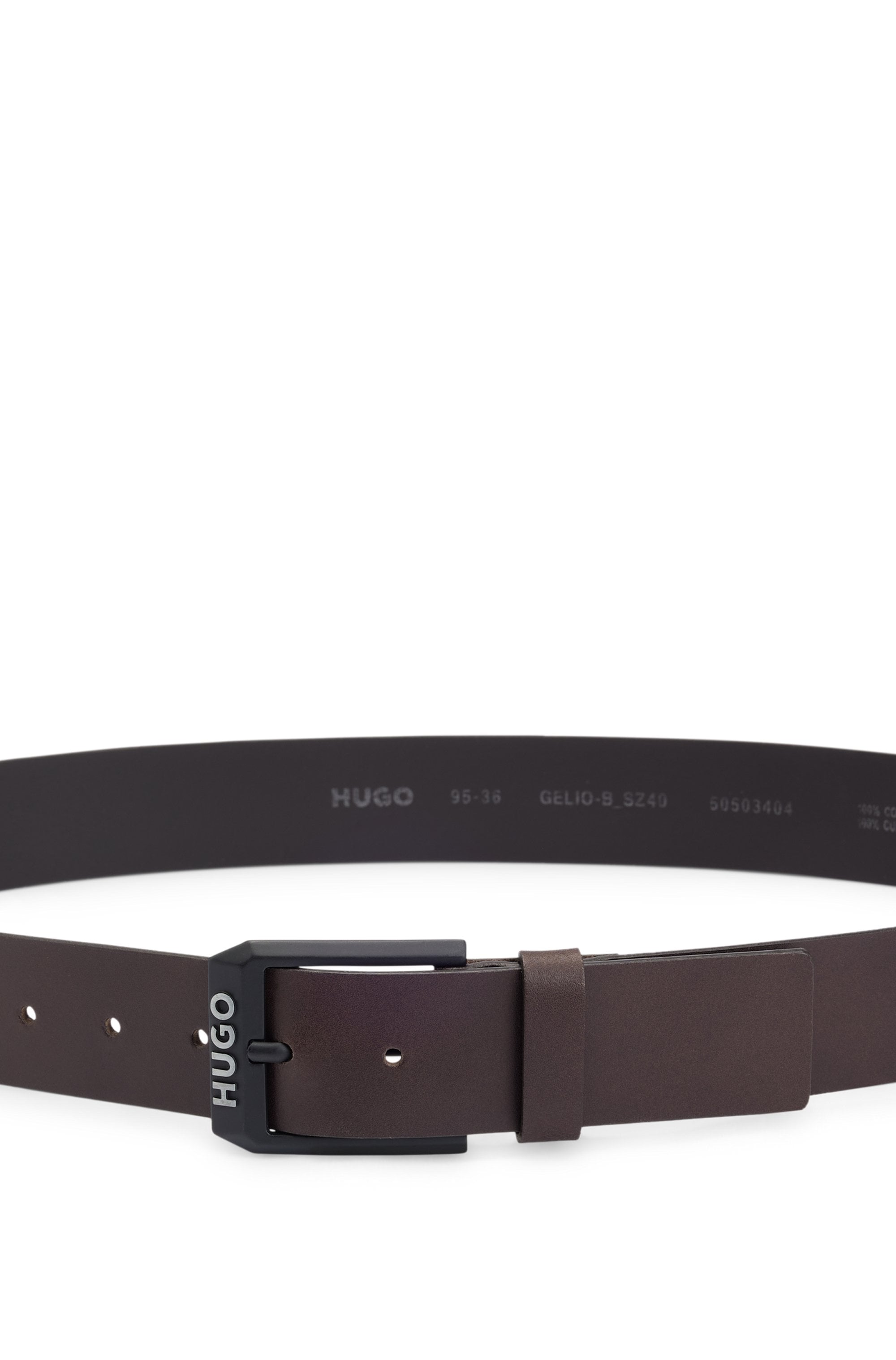 HUGO Ceinture en cuir »Gelio-B_Sz40« HUGO Markenlabel, rote Ziehnaht