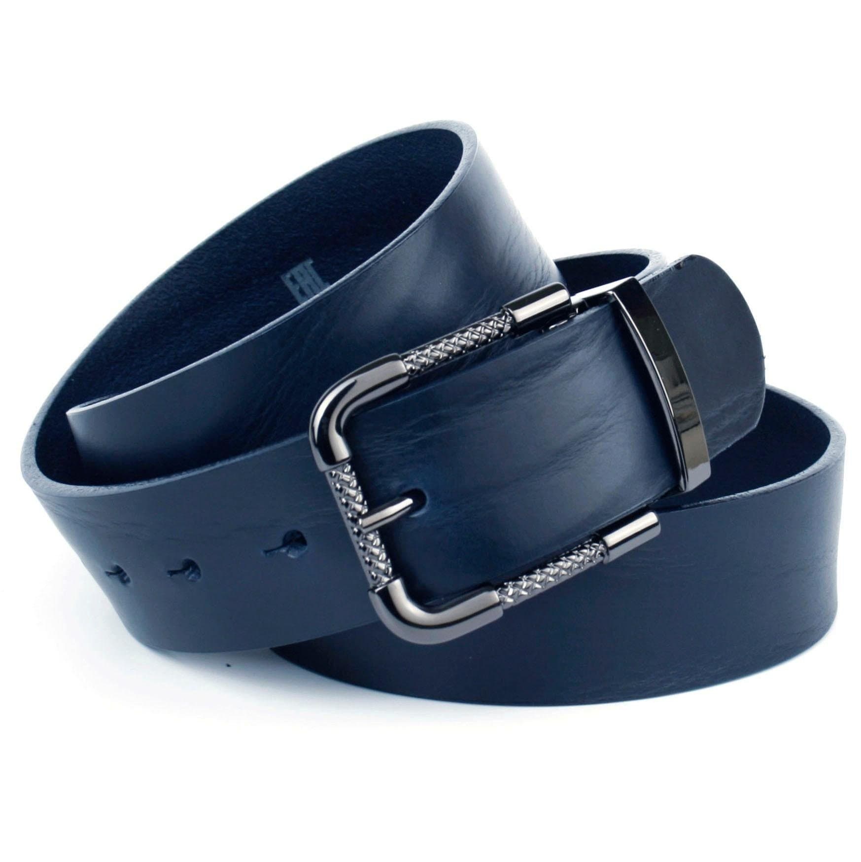 Anthoni Crown Ceinture en cuir Vollledergürtel in dunkelblau