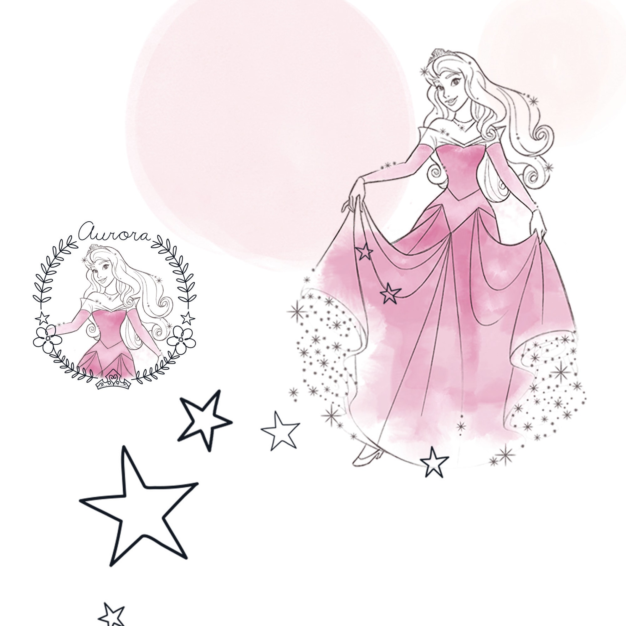 Komar Papier peint intissé »Princess Pretty Pastel« imprimé lisse rouleau de 53 x 1005 cm