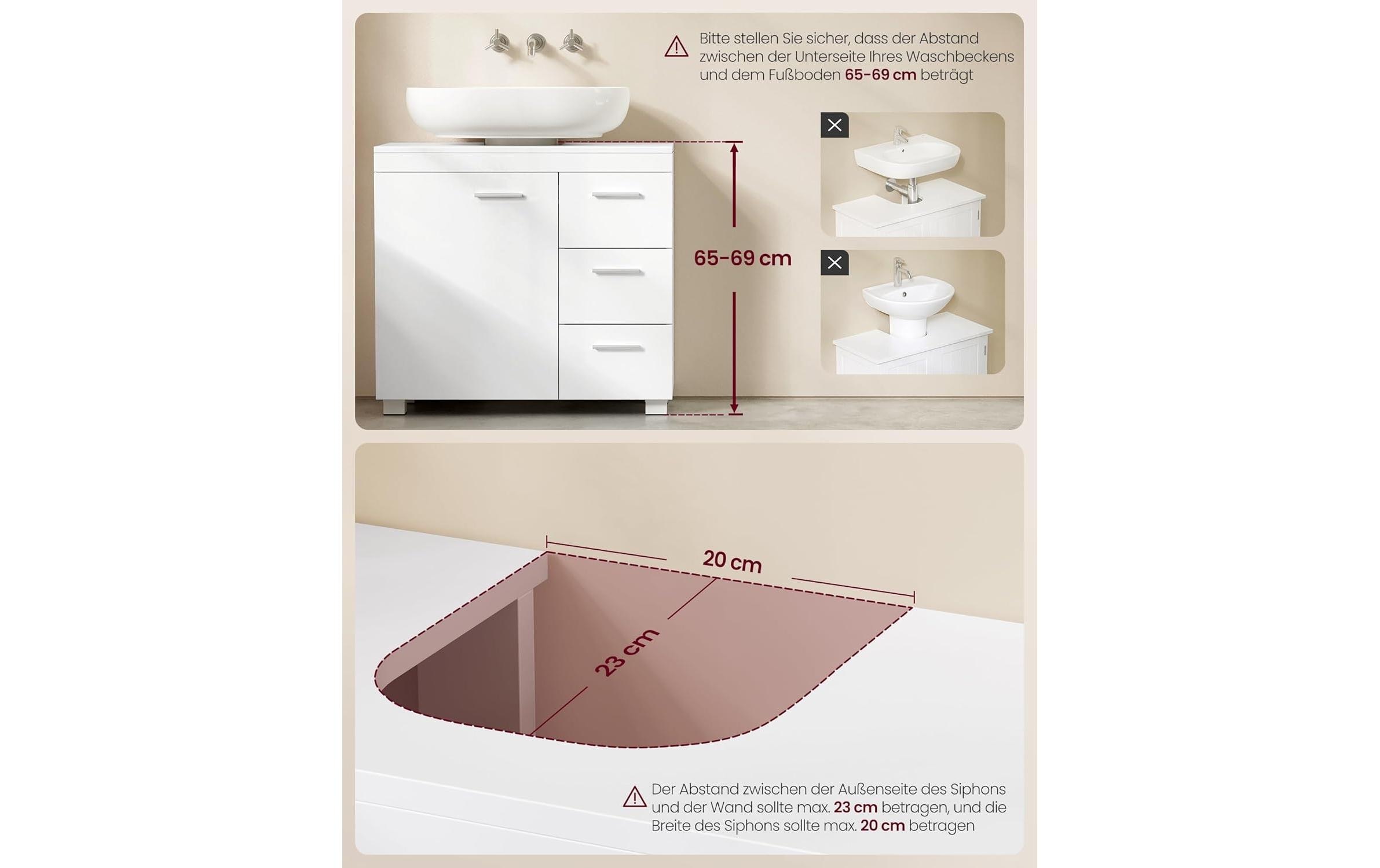 VASAGLE Waschbeckenschrank »mit Füssen«