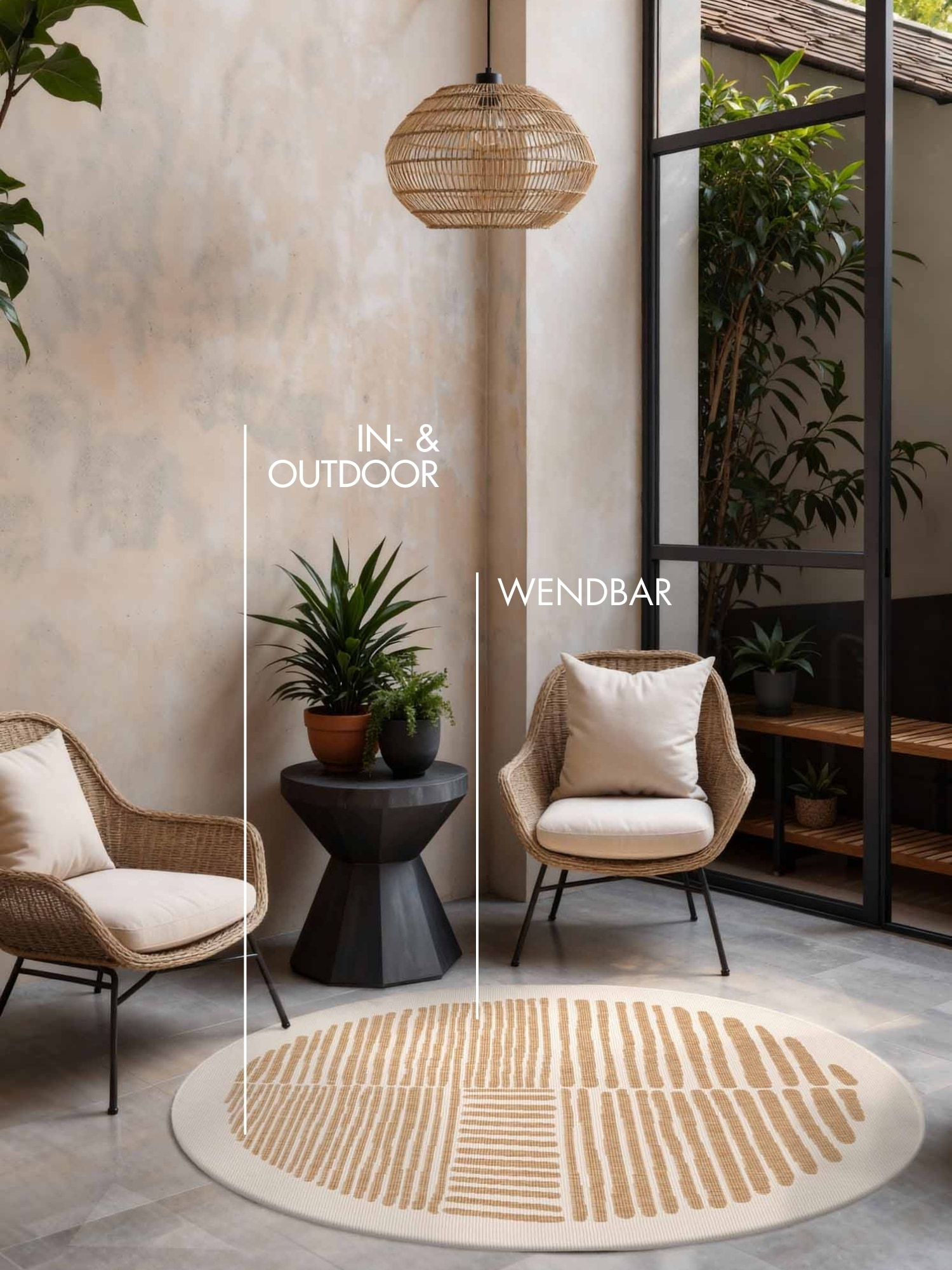 Ted Baker Teppich »Bounds« rund 8 mm Höhe Designteppich, Wetterfest, Pflegeleicht, Modern, Wohnzimmer, Terrasse