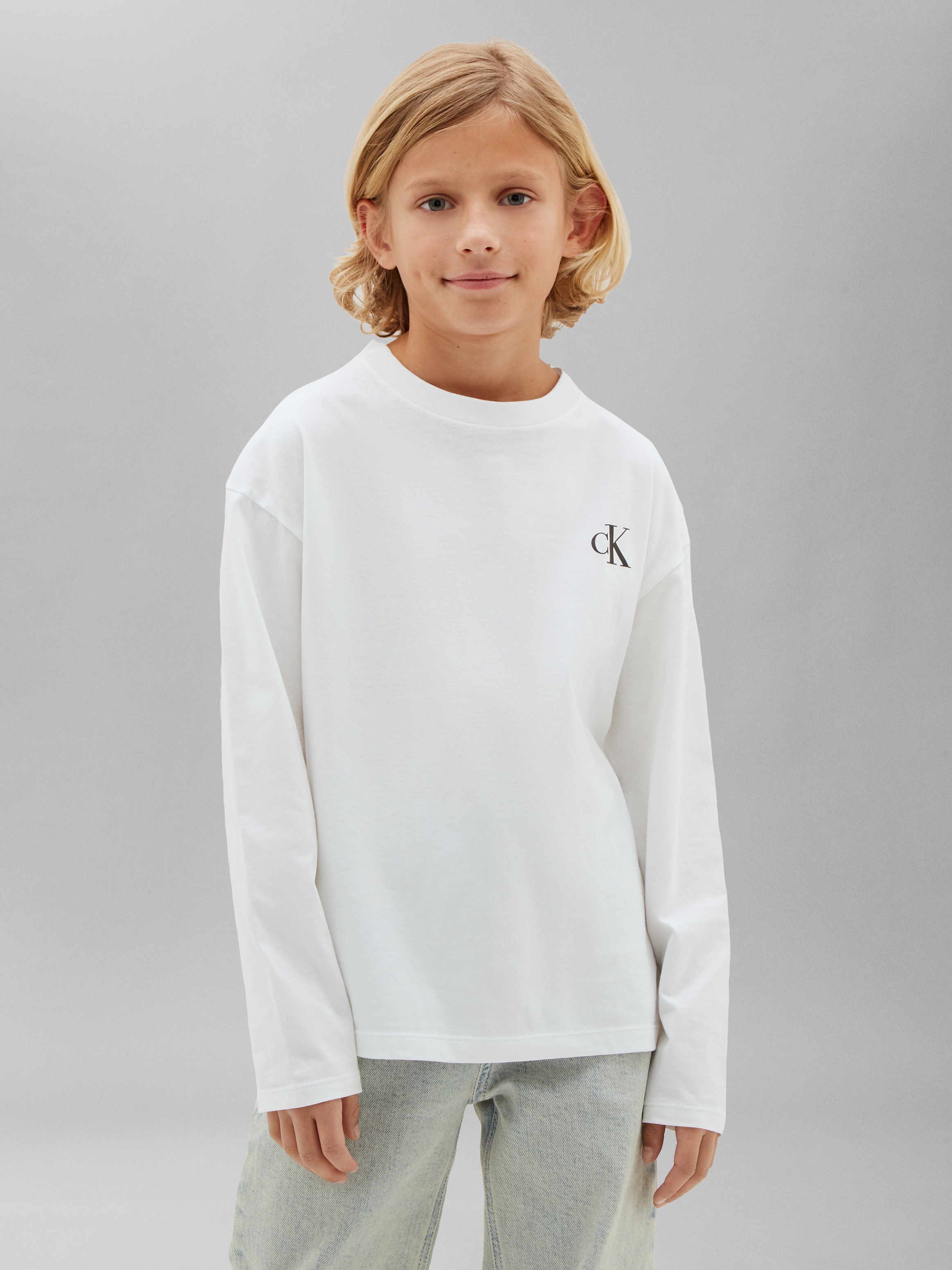 Calvin Klein Jeans Langarmshirt »CHEST MONO LS T-SHIRT 2-PACK« Reine Baumwolle, Regular Fit, Logodruck