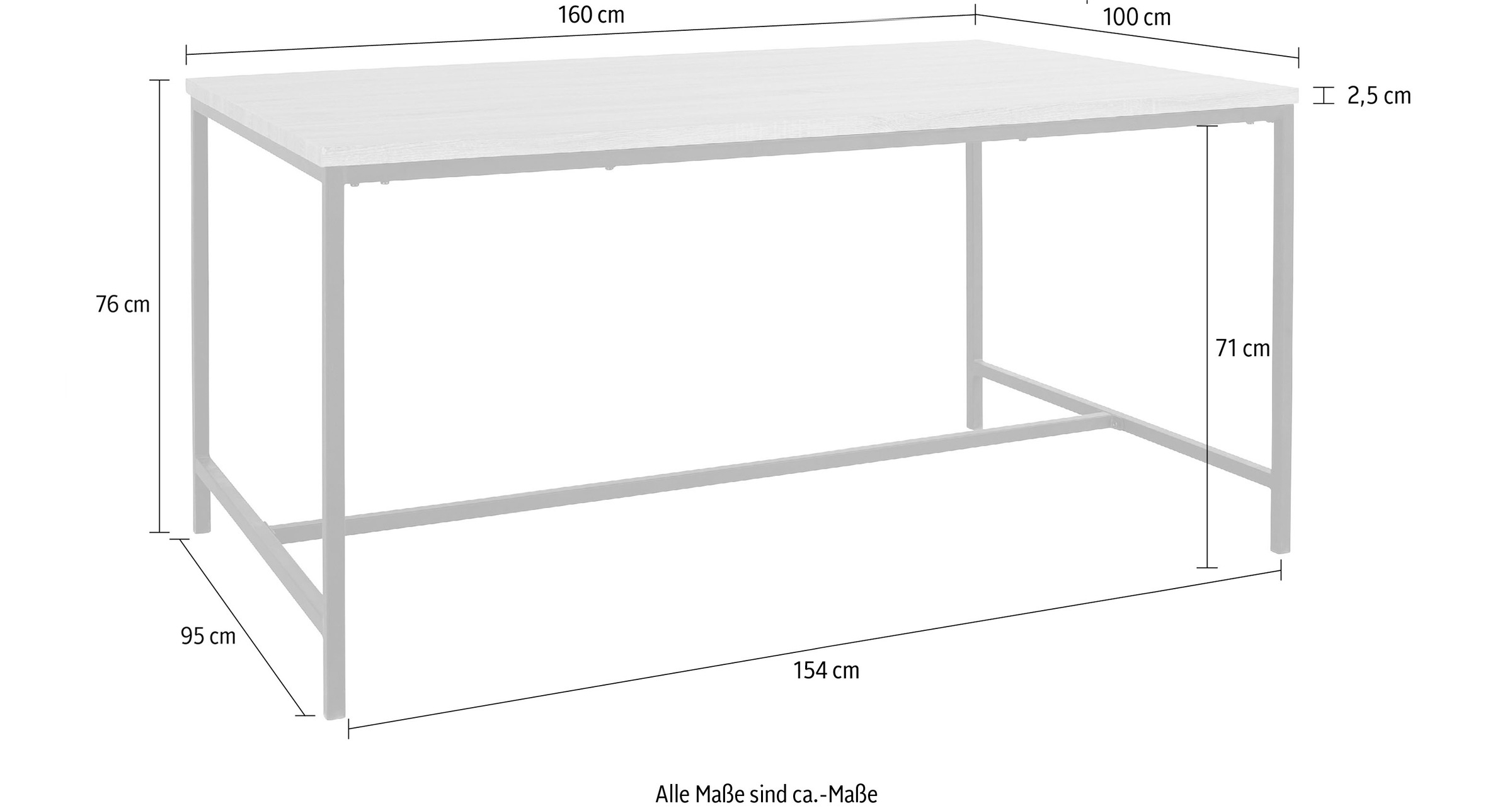 GOODproduct Esstisch »Vadum« 1 Stk. tlg. mit Tischplatte in einer Holzoptik und fühlbare Struktur, Höhe 76 cm