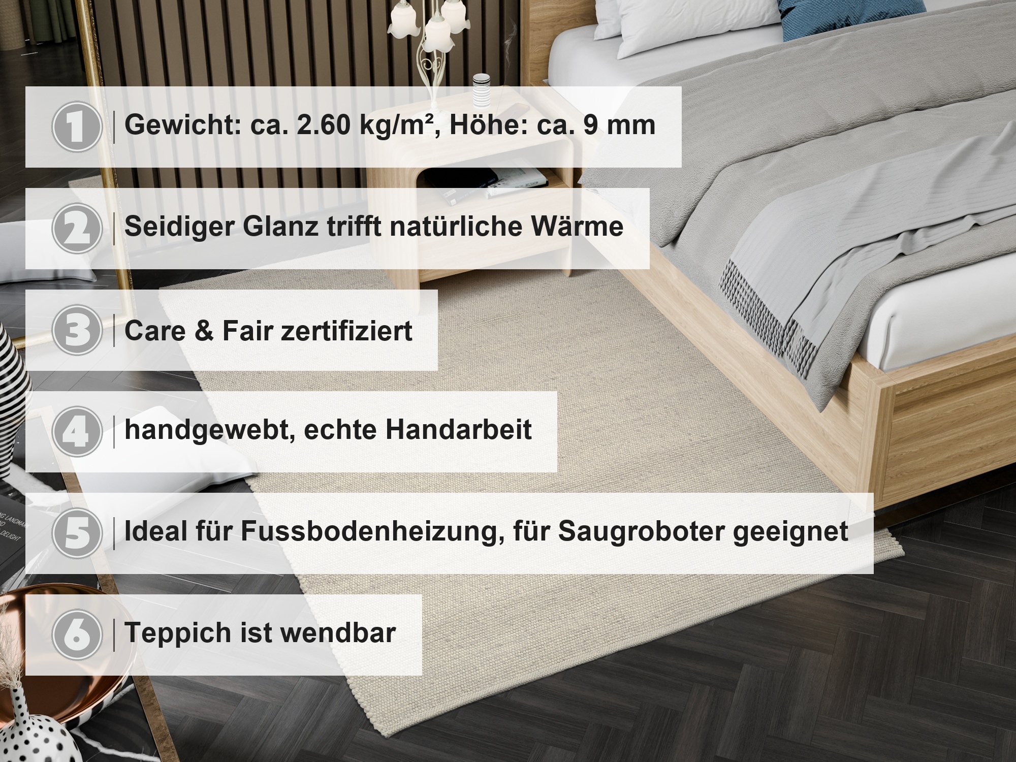 OCI DIE TEPPICHMARKE Tapis »TINY , Wendeteppich« Rectangulaire 9 mm Höhe tissé à la main, 50 % laine, fibre naturelle