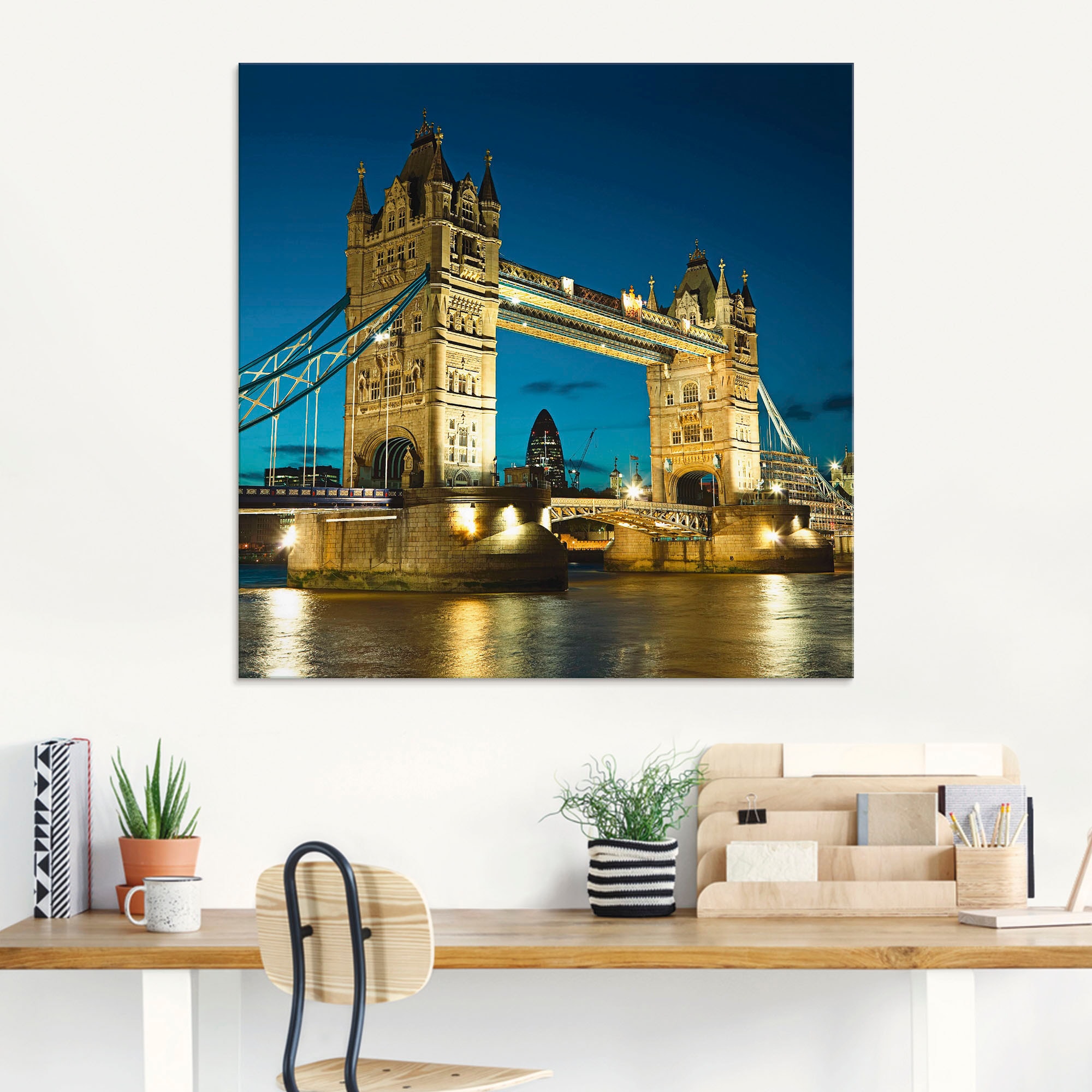 Artland Glasbild »Tower Bridge Abenddämmerung London« Brücken 1 Stk. tlg. in verschiedenen Grössen