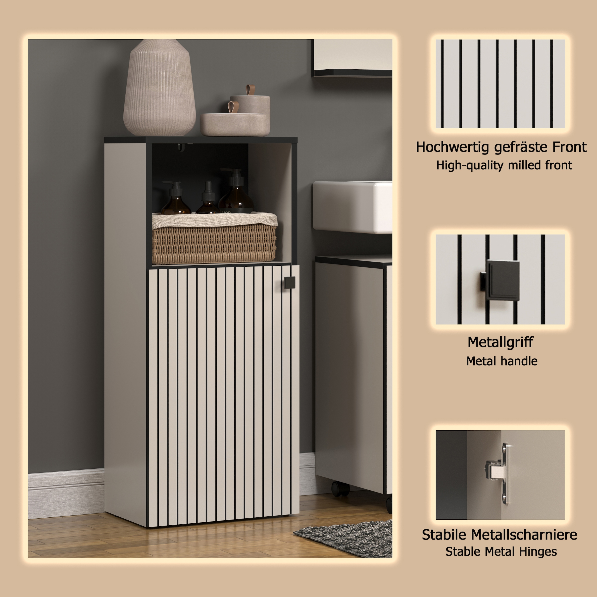 welltime Unterschrank »Amrum« Standschrank mit 1 Tür & 1 Fach - (B/T/H) 40/31/95 cm