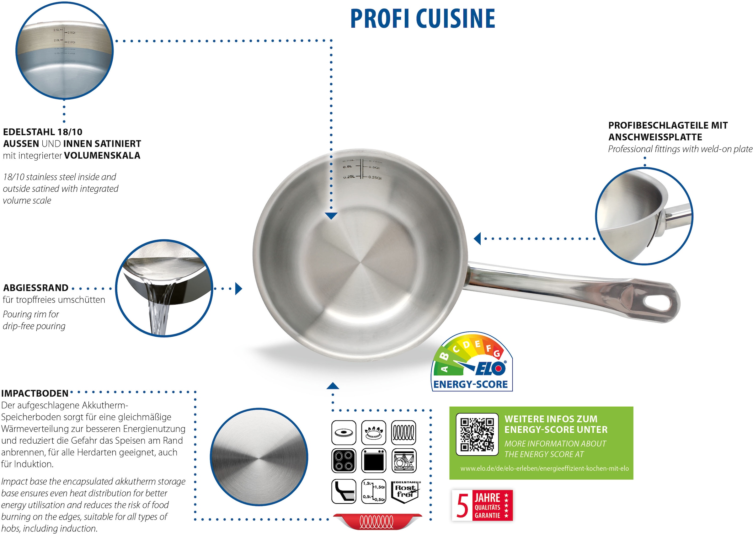 Elo Sauteuse »Profi Cuisine« Acier inoxydable 18/0