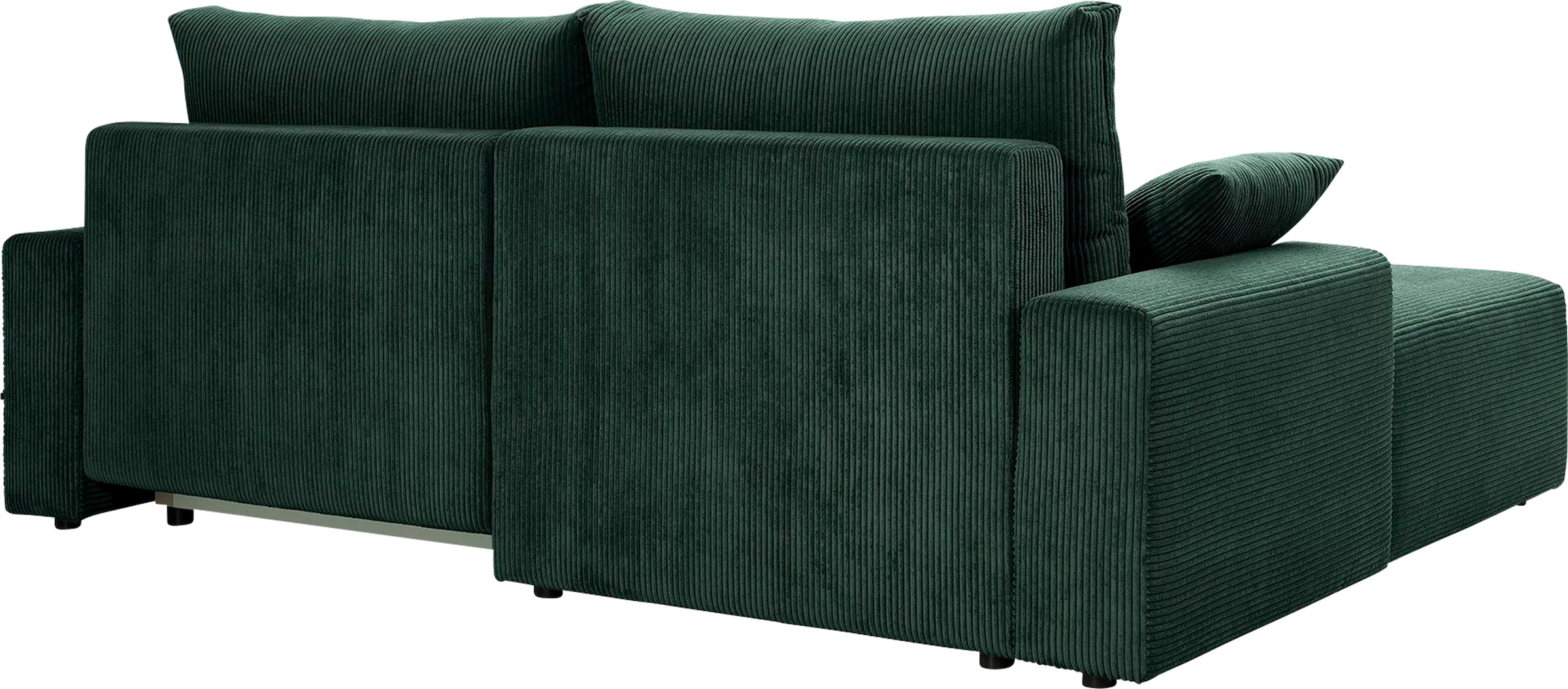 exxpo - sofa fashion Canapé d'angle »Orinoko, aktuelles Design und hoher Sitzkomfort, L-Form« avec fonction lit et coffre de lit, belles couleurs en velours côtelé tendance
