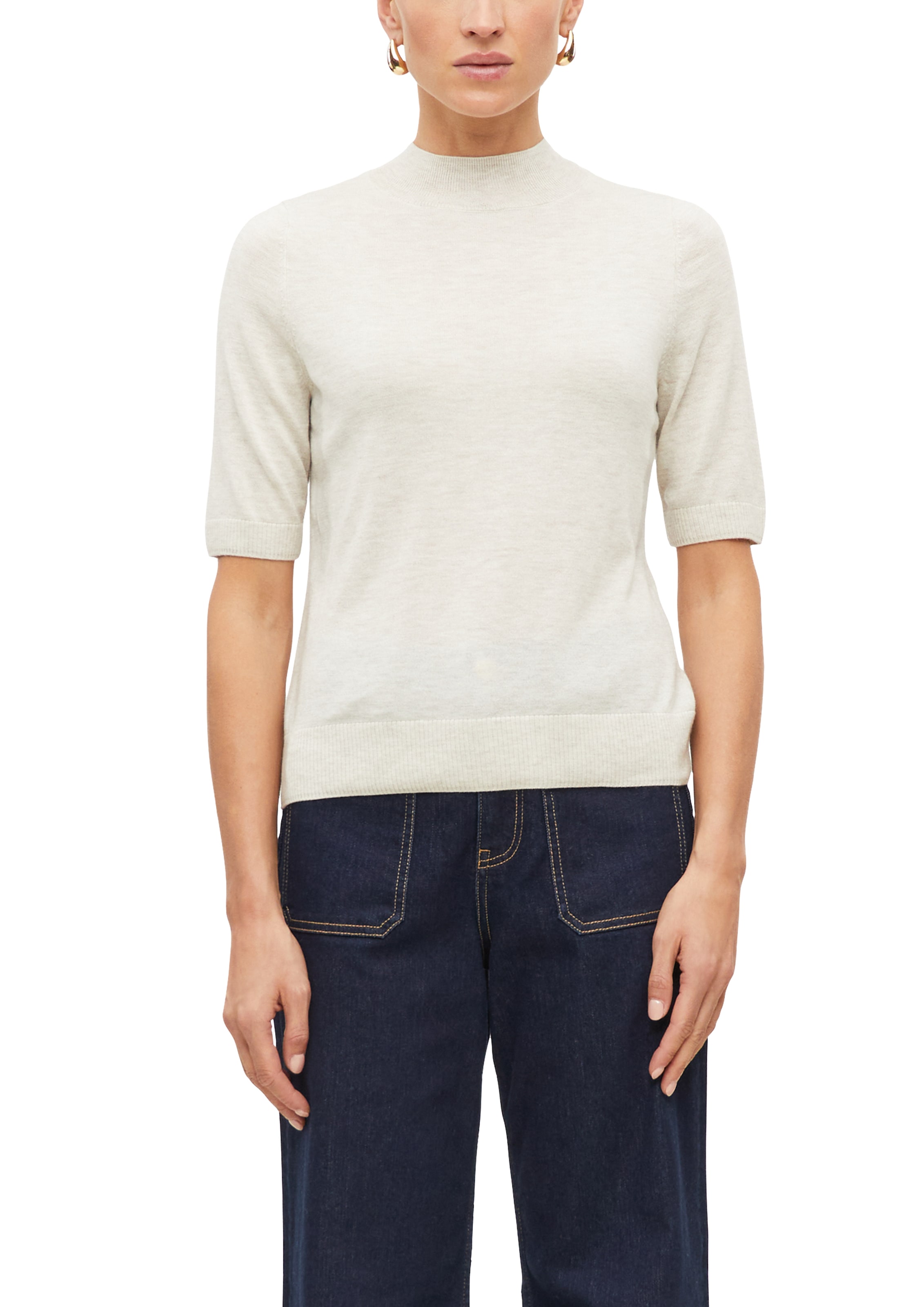 s.Oliver BLACK LABEL Strickpullover Kurzarm-Strickpullover mit Stehkragen