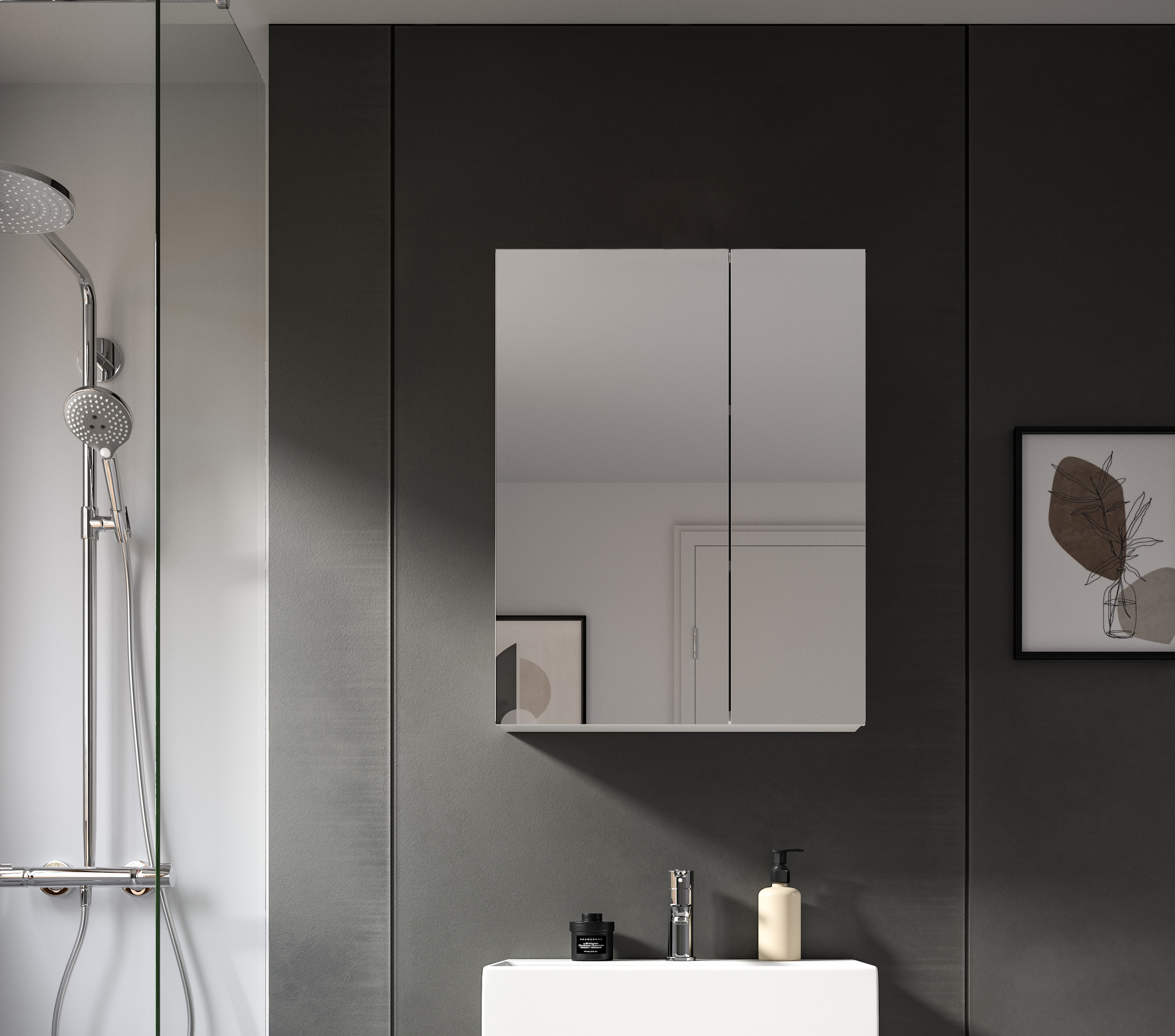 welltime Spiegelschrank »BIEL, TOPSELLER!, Breite 60 cm, 2 Türen, 2 Einlegeböden, 3 Fächer« 1 Stk. tlg. Badmöbel, Badschrank, Schrank, Wandschrank, Bad, Badezimmer