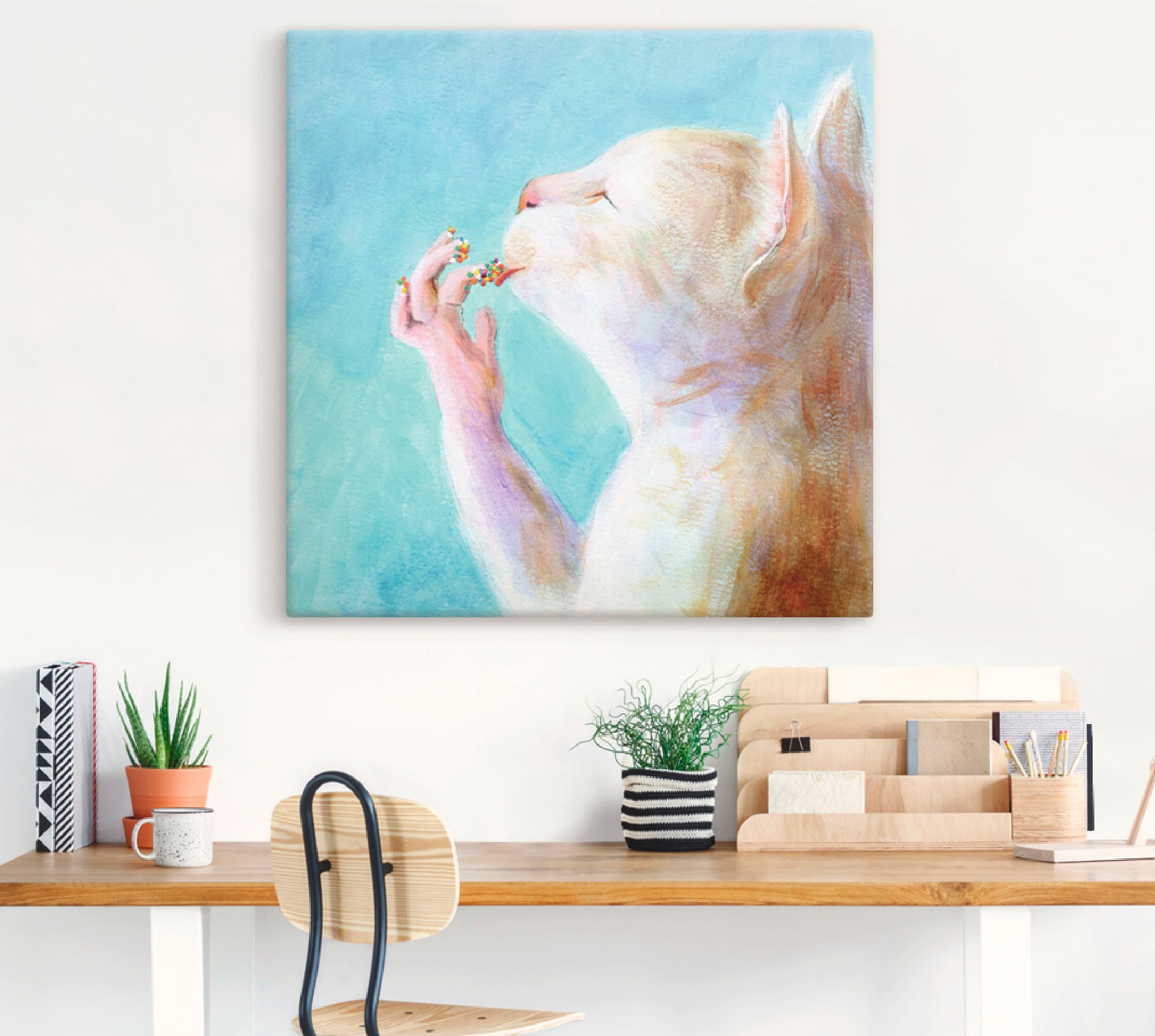 Artland Leinwandbild »Naschkatze« Haustiere 1 Stk. tlg. auf Holzrahmen gespannt