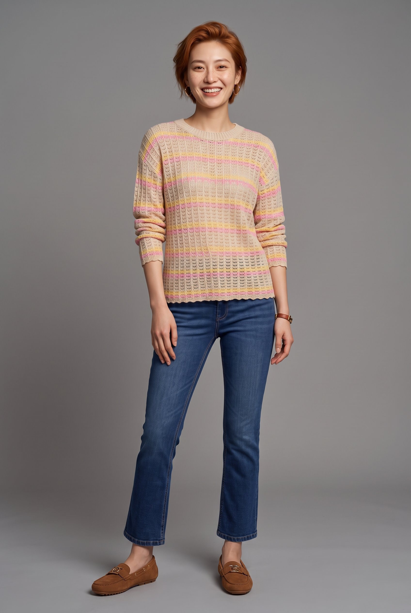 Aniston CASUAL Jeans bootcut en longueur tendance 7/8