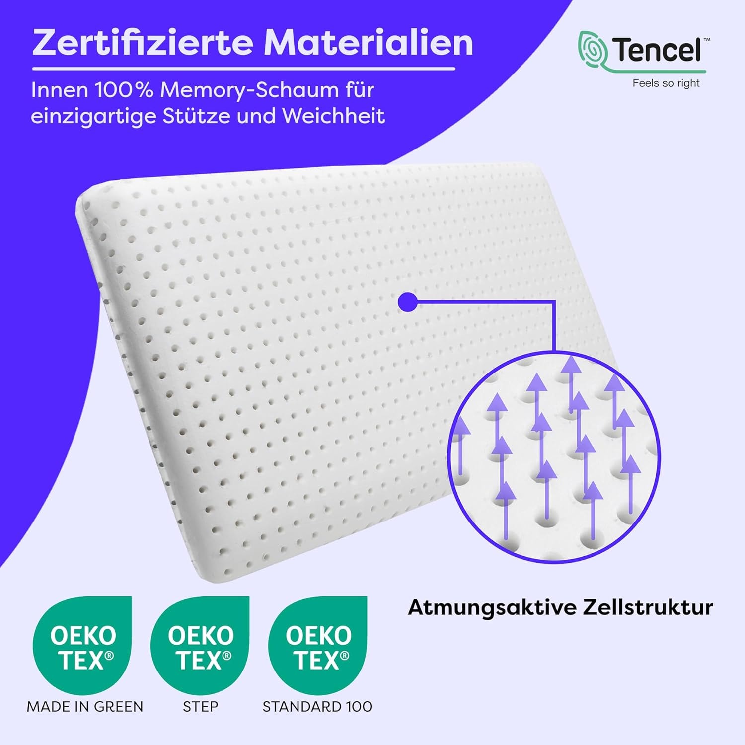 Wolkenfeld Oreiller pour bébé »Eron Kinderkissen« Weiches und Atmungsaktives Kinderkopfkissen - Natürliches Memory Foam