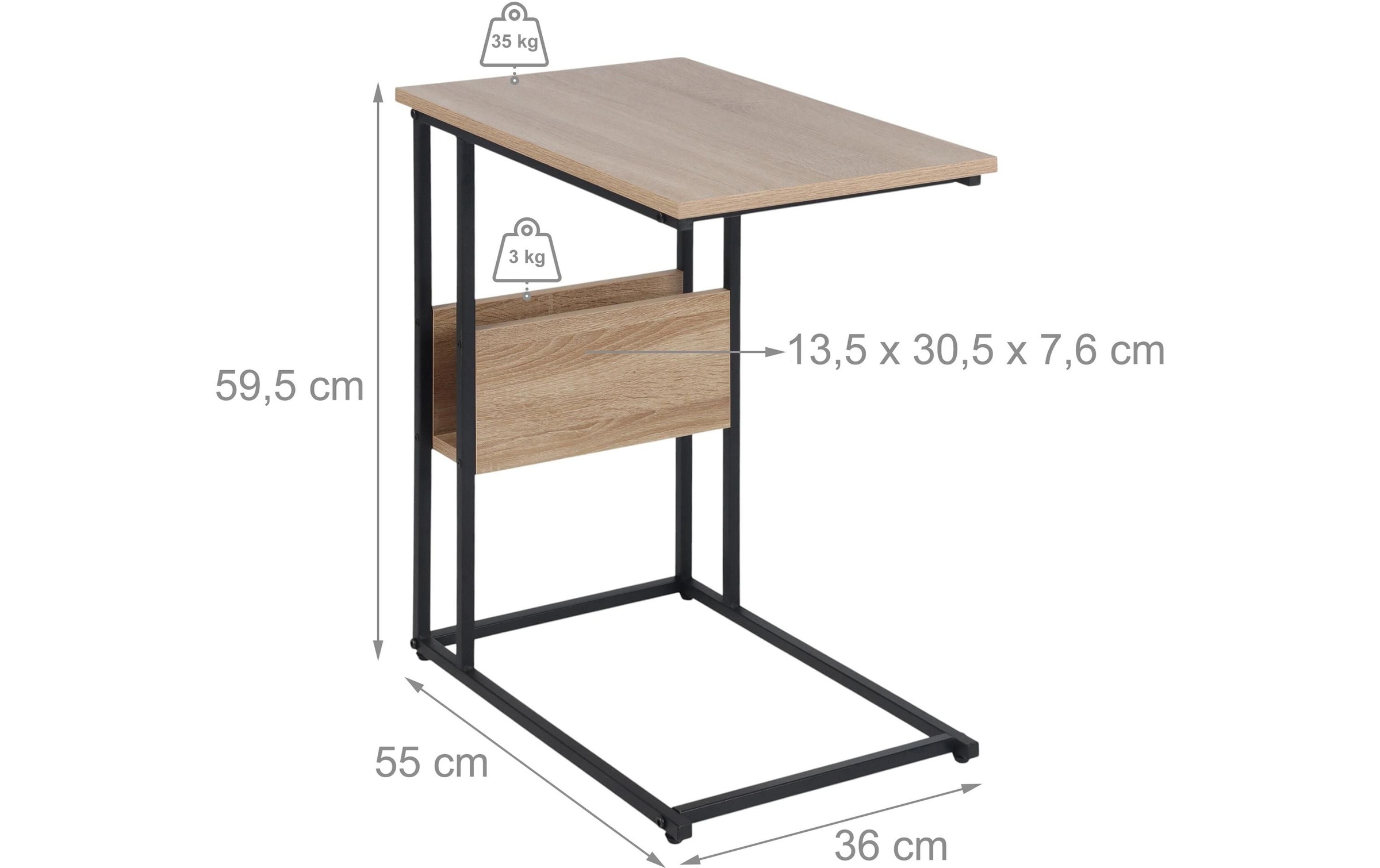 relaxdays Beistelltisch »in C-Form 60 x 55 cm«