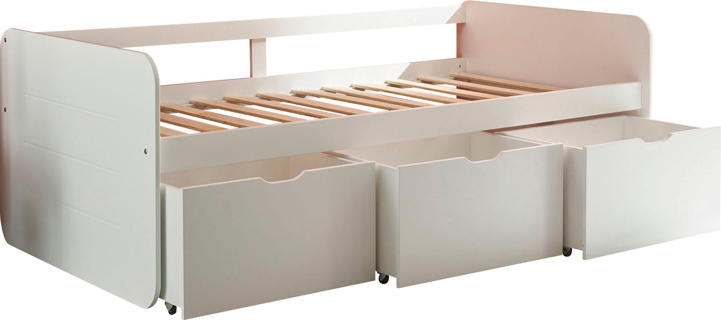 Begabino Lit de rangement »Eino Bett, Einzelbett« comprend 3 tiroirs coulissants