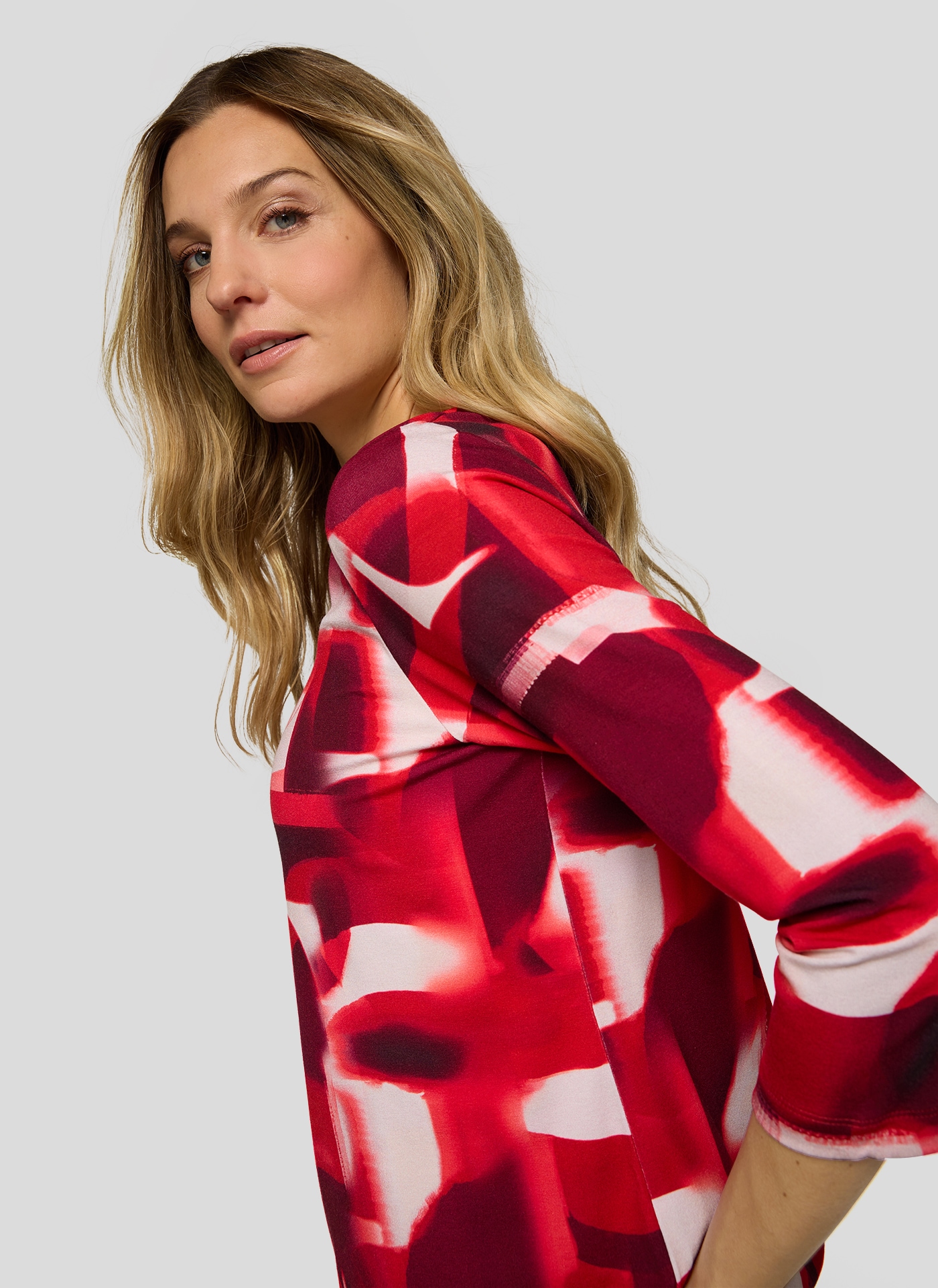 Rabe T-shirt à manches 3/4 mit grafischem Muster und Glitzer-Rundhals