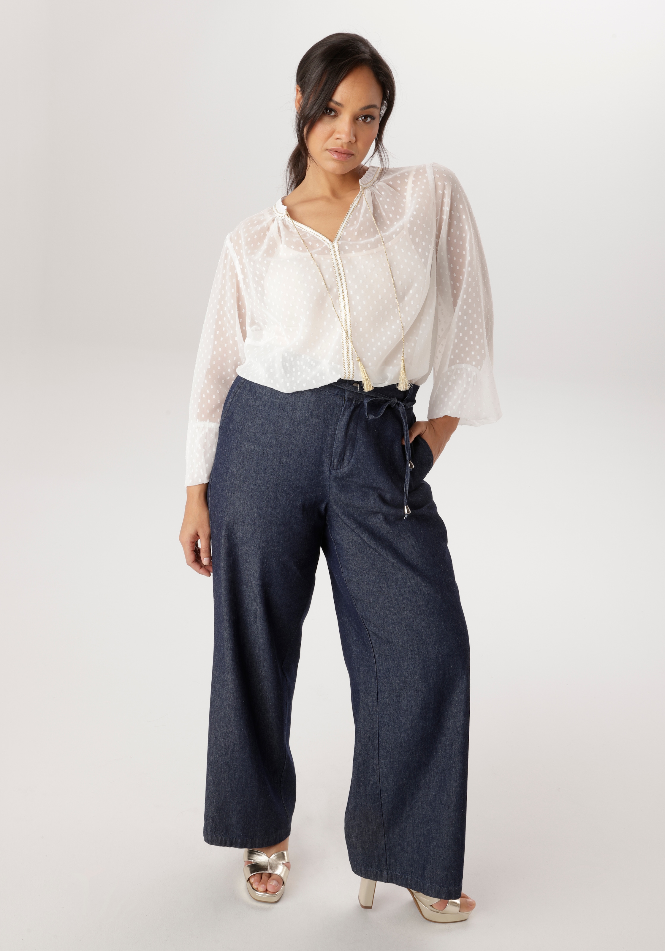 Aniston PLUS Blouse à enfiler mit eingewebten Punkten - NEUE KOLLEKTION