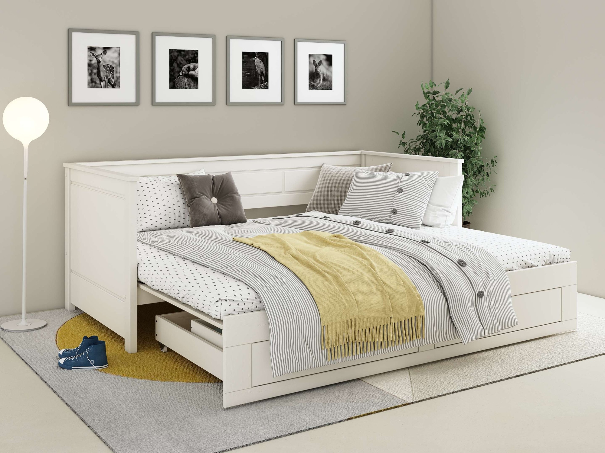 GOODproduct Ausziehbett »Leorben, OTTOs Choice, Daybed, Jugendbett, Landhausstil, Massivholz« B/H/T ca. Liegefläche von 90cm auf 180cm ausziehbar 100x82x210cm,  Liegefläche ausziehbar, 2 Schubladen, inkl. Lattenroste, Stauraumbett