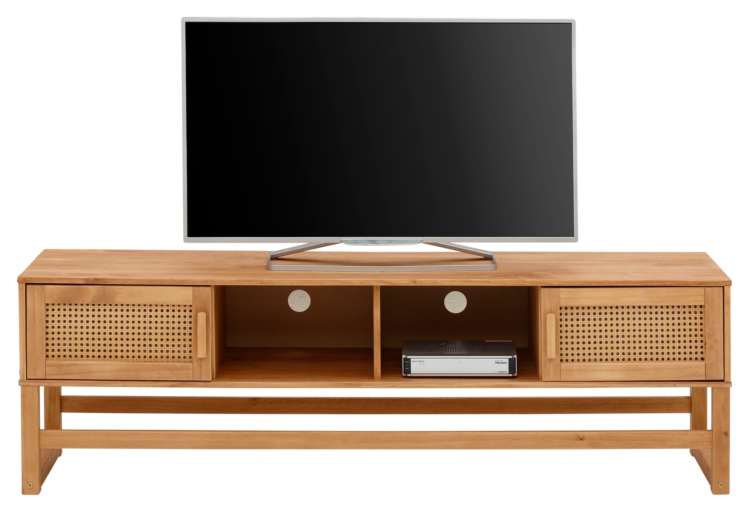 GOODproduct Table basse »Linz« Kommode mit Rattangeflecht auf den Türfronten, aus Massivholz