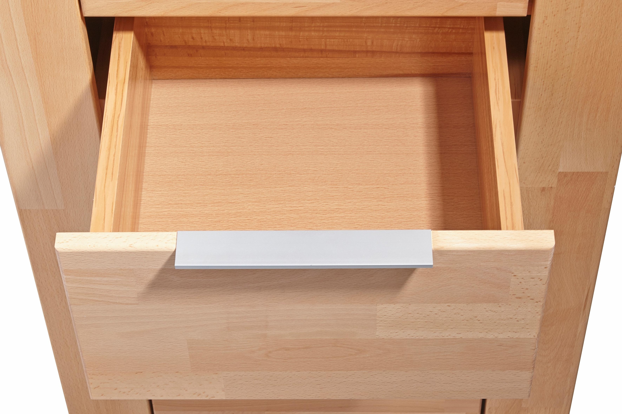 GOODproduct Vitrine »ZARA75, 2 Glasboden variabel, Türen L/R, 1 Schublade, Wohnzimmer« B/T/H:60/40/190cm,Front massivholz,5 Fächer,Griffe silberfarben, geölt