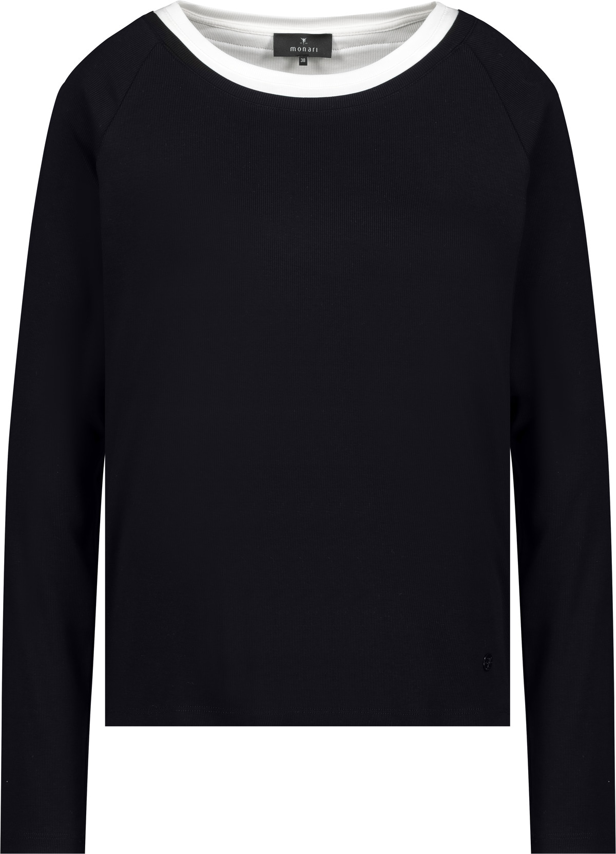 Monari Langarmshirt »Shirt Basic Rippe 2in1« Regular fit mit Rundhalsausschnitt