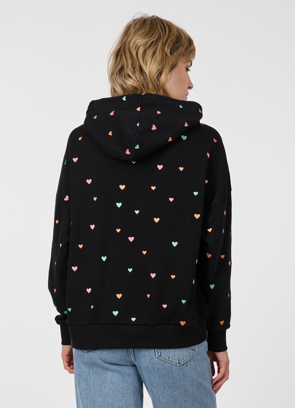 Ragwear Sweat à capuche »PIRITA HEARTS«, mit seitlichen Eingrifftaschen und bunter allover Herzchenstickerei

