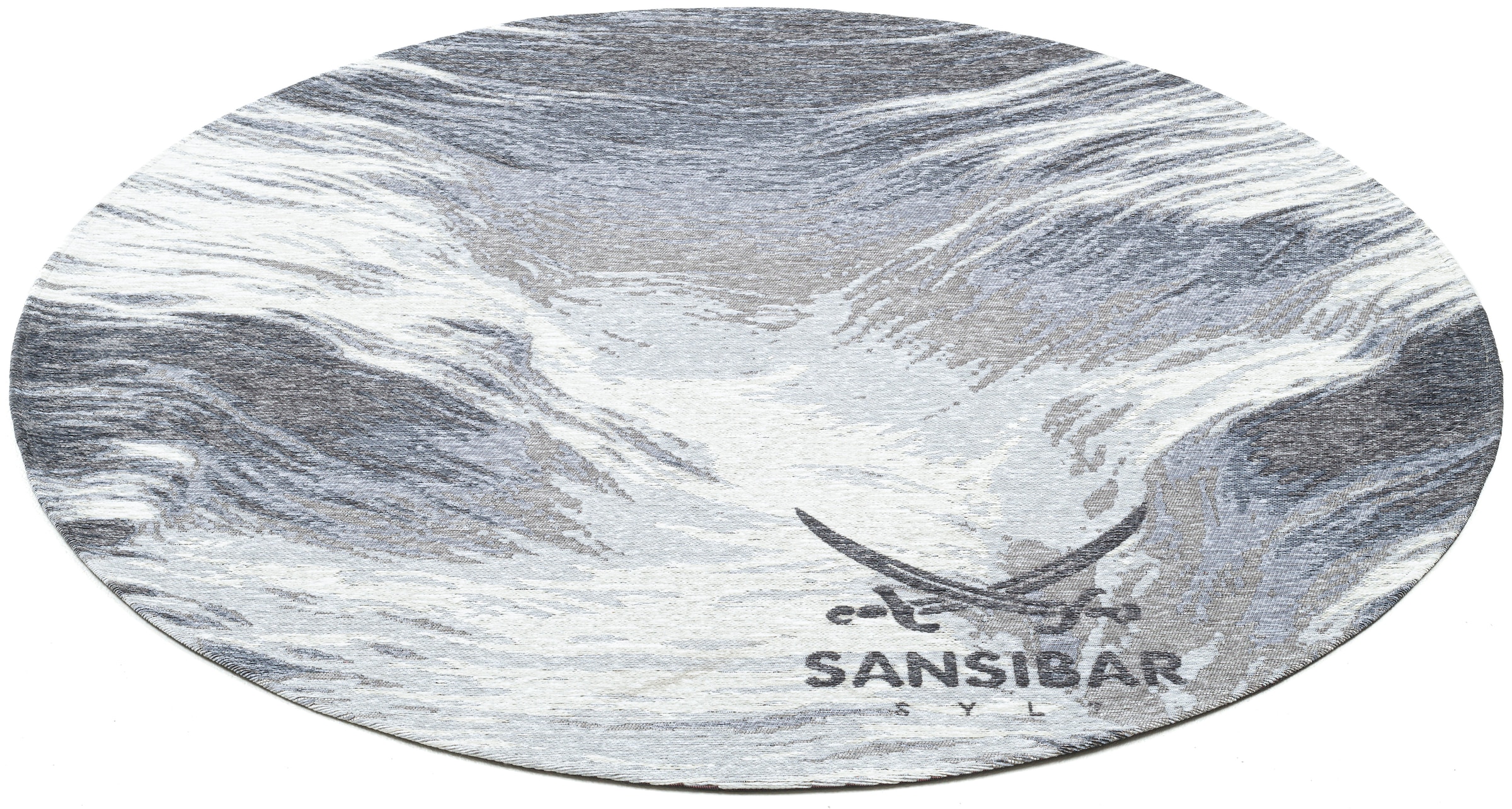 Sansibar Teppich »Keitum 032« rund 3 mm Höhe Flachgewebe, modernes Design, Motiv Brandung & Wellen