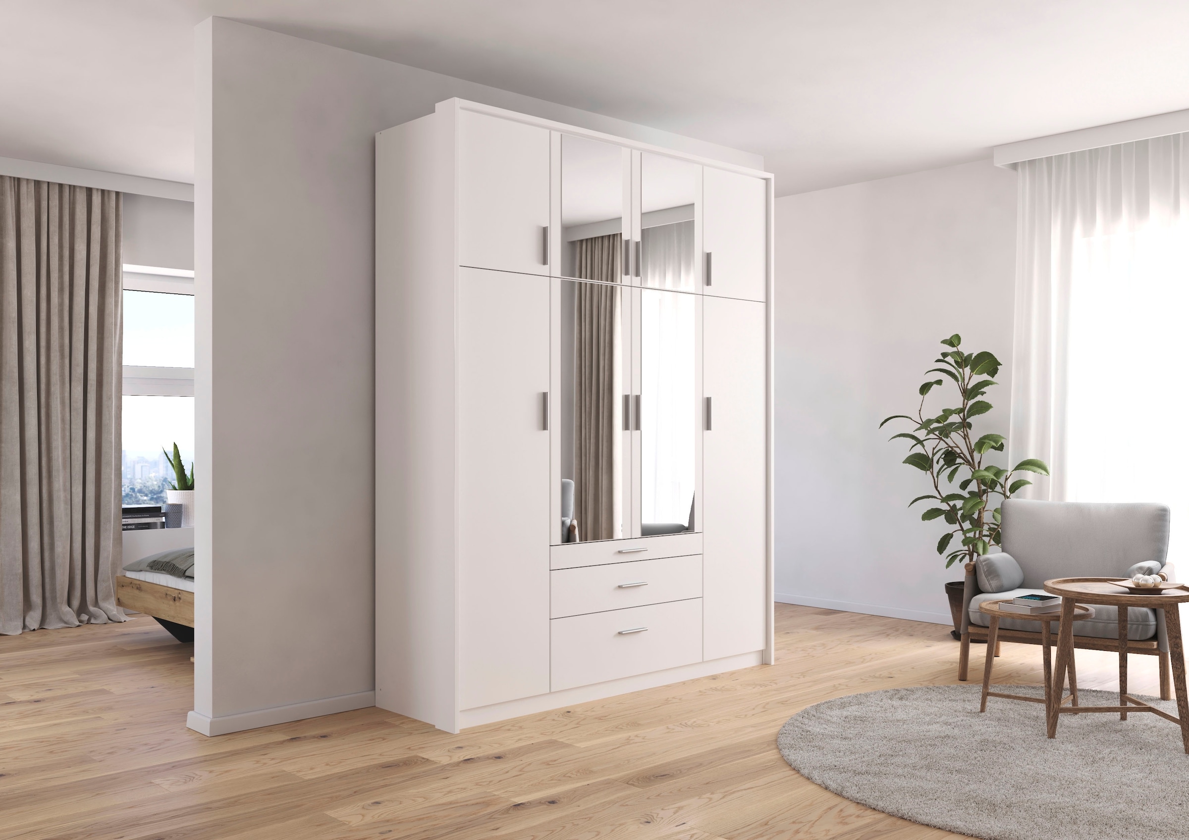 rauch Kleiderschrank »Schrank Drehtürenschrank Garderobe Ankleide Schlafzimmer HILDESHEIM« Breiten: 185/275 cm, Höhe 231 cm,  oberste Schublade mit praktischer Facheinteilung MADE IN GERMANY