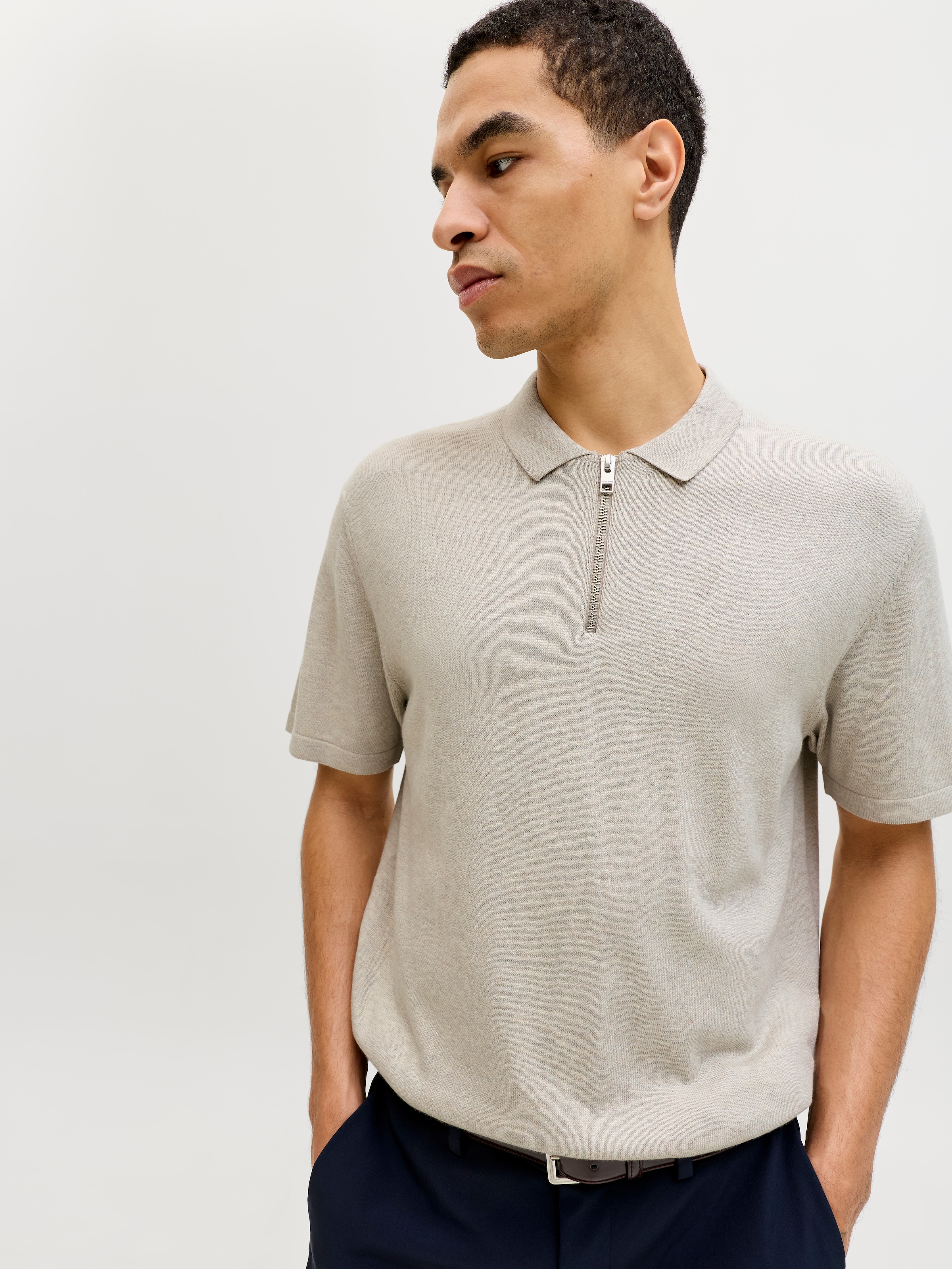 Jack & Jones Kurzarmpullover »JJEEMIL KNIT ZIP POLO SS SN« mit kurzem Reissverschluss