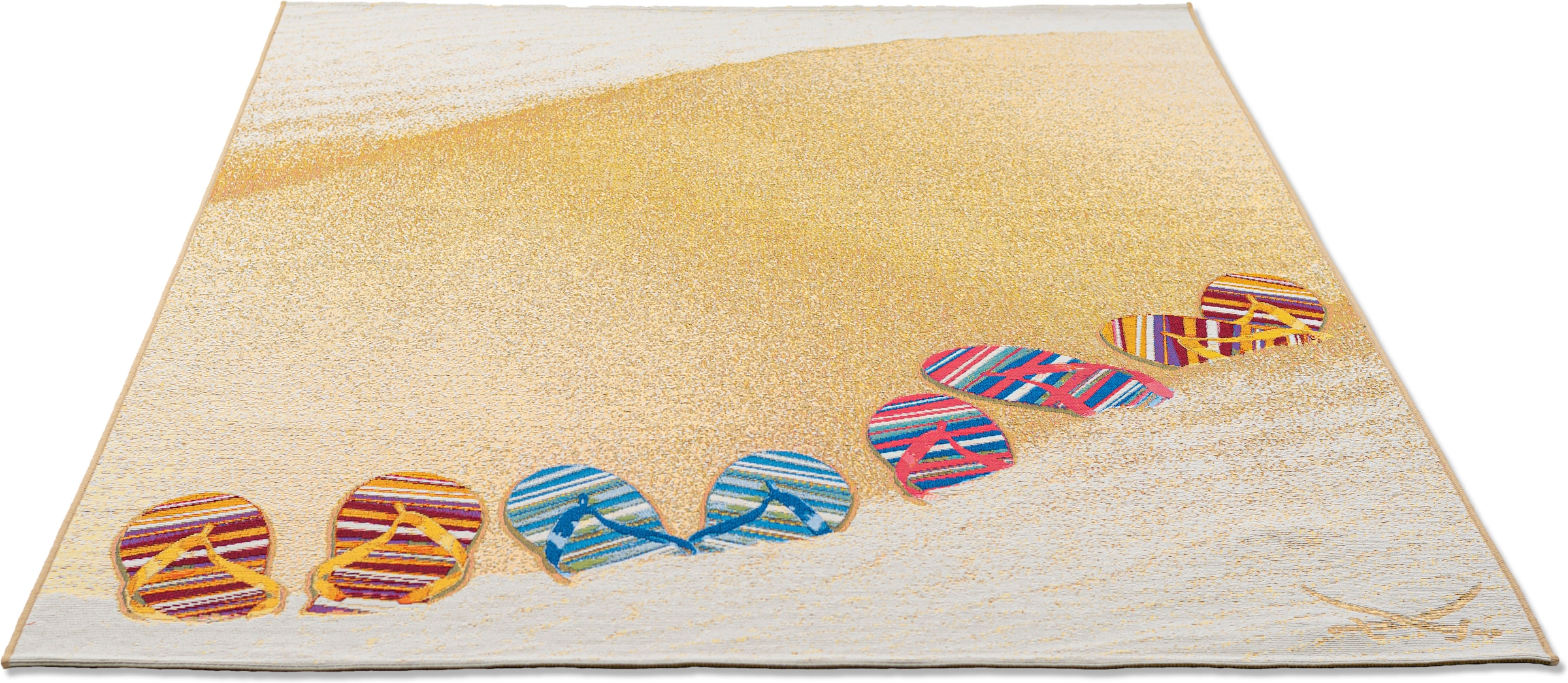 Sansibar Tapis »Rantum Beach SA-017« Rectangulaire 5 mm Höhe tissu plat, design moderne, motif tongs, adapté pour l'extérieur