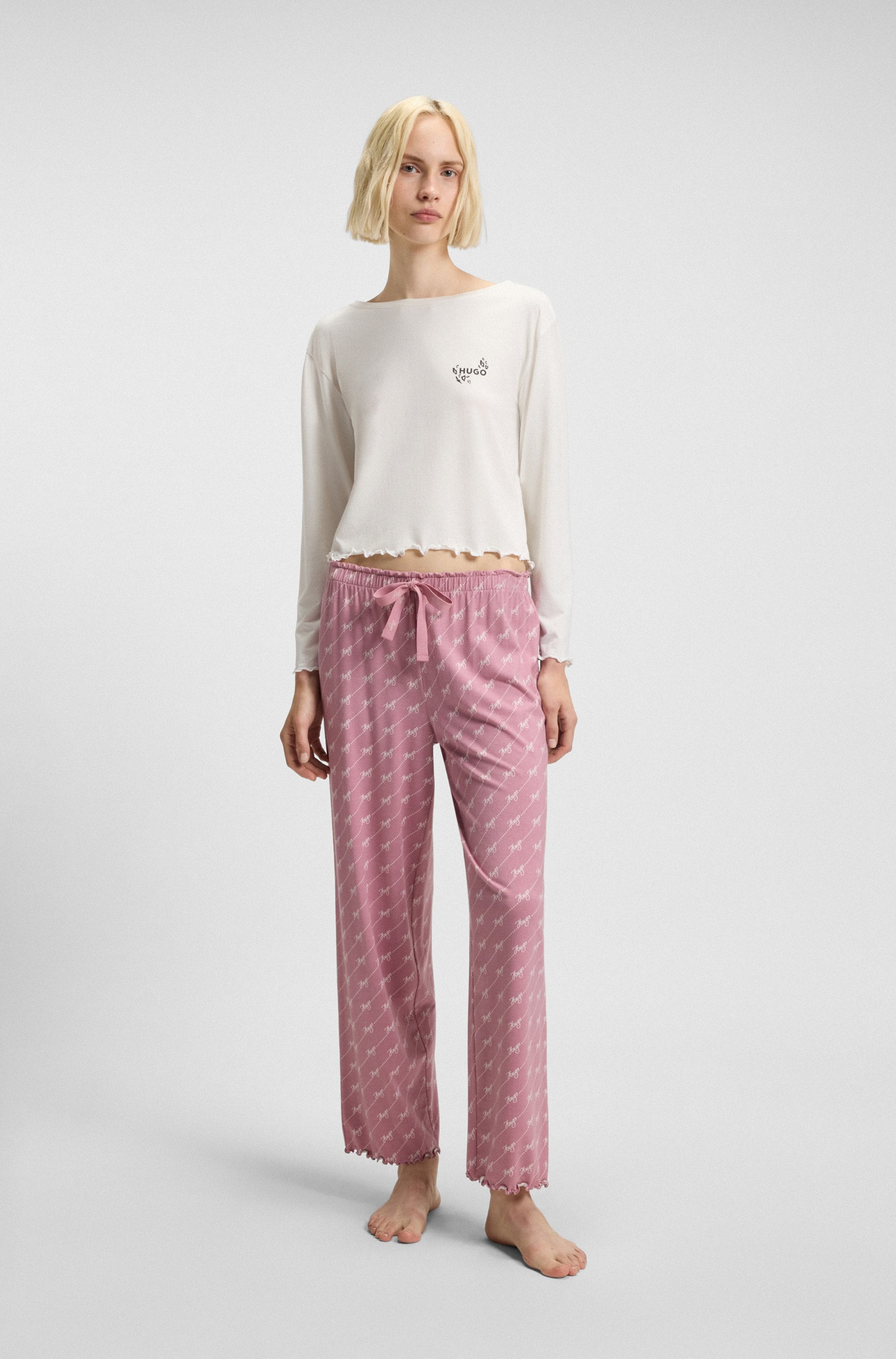 HUGO Underwear Haut de pyjama , aus Stretch-Jersey mit Logo-Artwork, regular fit, Rundhals

