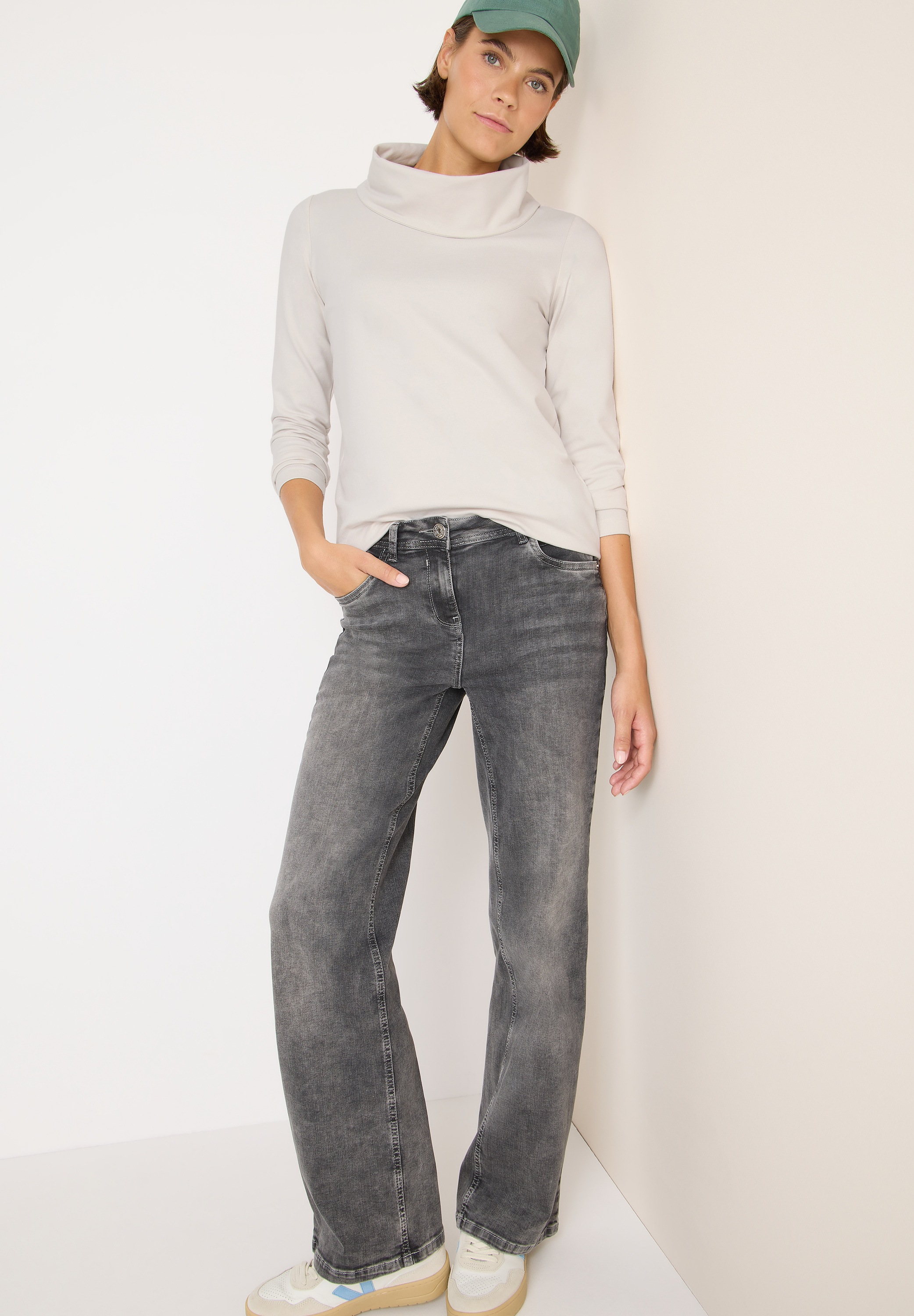 Cecil T-shirt à manches 3/4 mit grossem Kragen